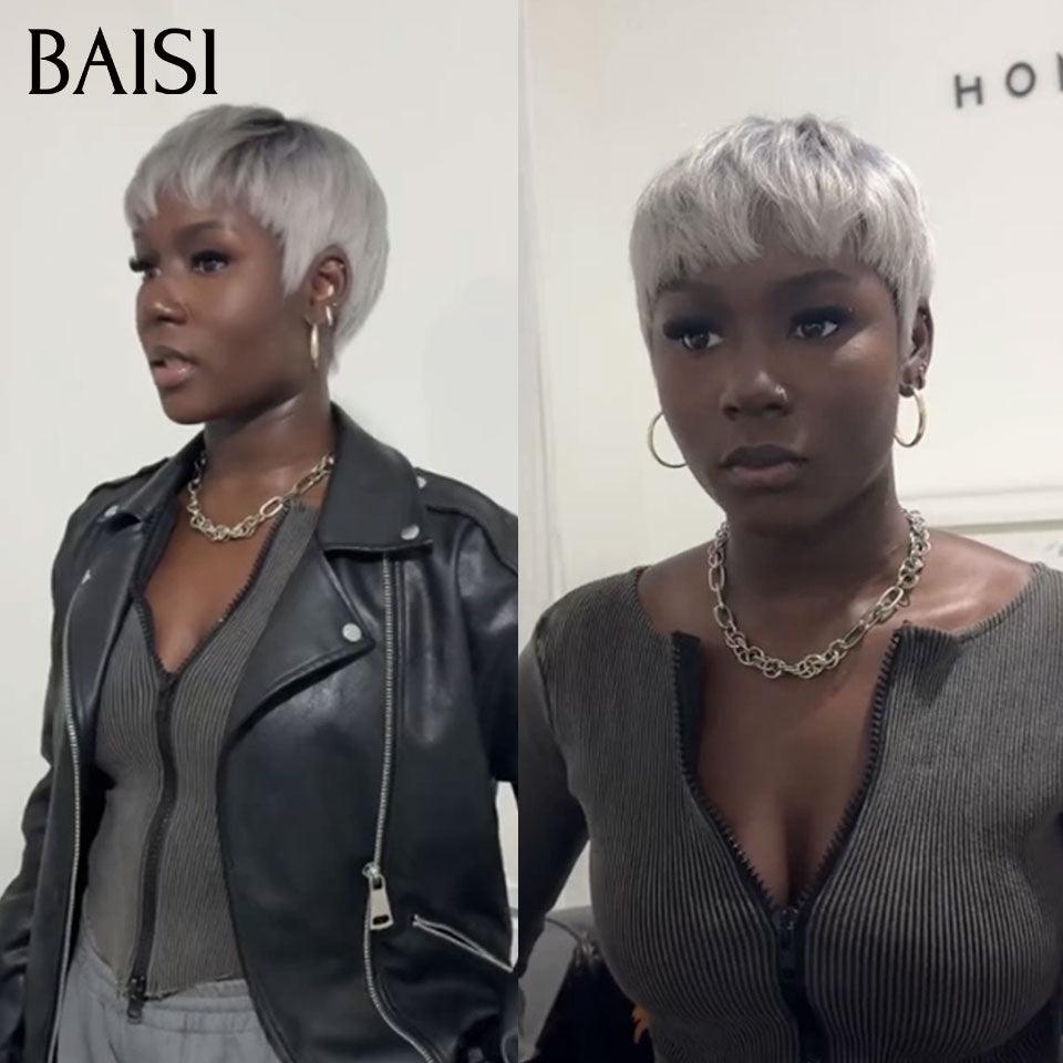 BAISI Parrucca frontale in pizzo 13x4 con onde pixie e dita taglio piccolo 6 pollici € 79 In capelli umani al 100% B FR20