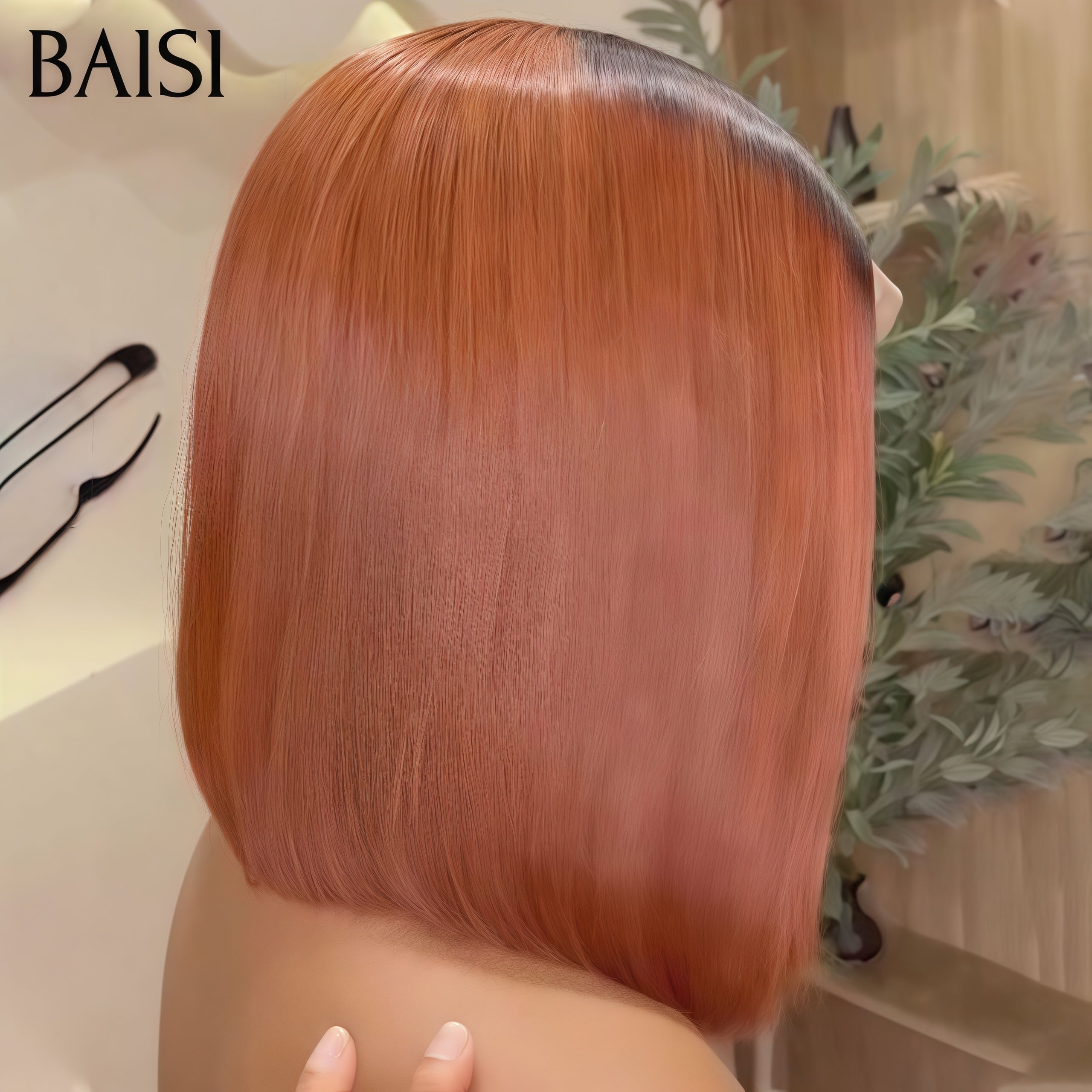 BAISI Pixie Peruca Cores Personalizadas Na Cor 1BT-4 #350 # € 66 em Cabelo 100% Humano FR38