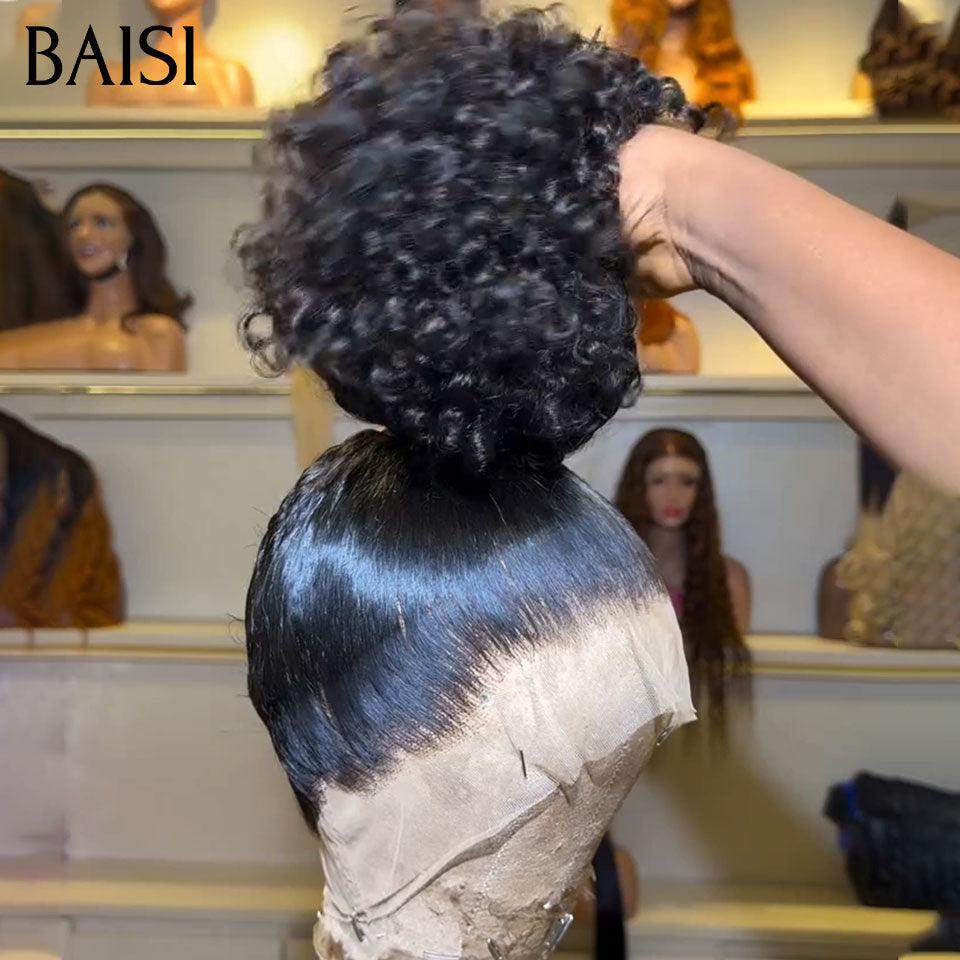 BAISI 360 peruca de renda reta cabelo humano real penteado chignon