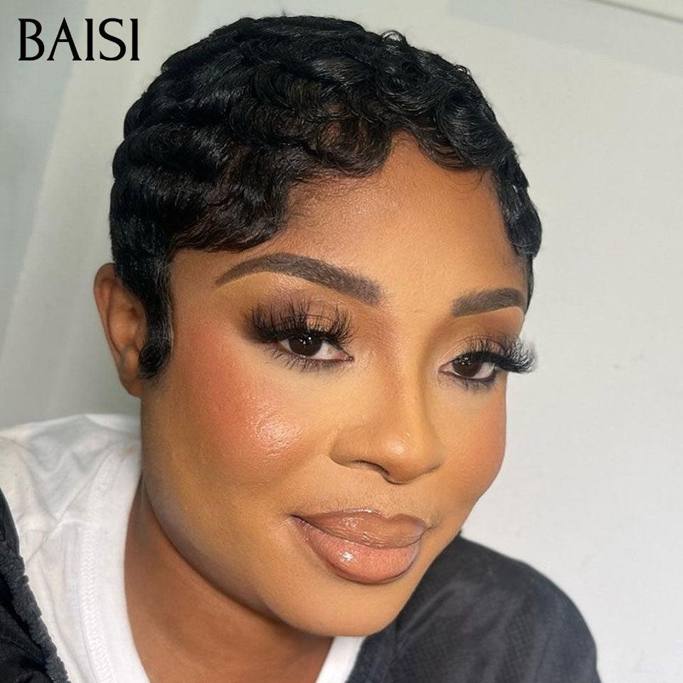 BAISI vente flash 3 Coiffures 149€ 4X4 Lisse 10 Pouces et 13X4 Lisse 4/27# 6 Pouces et pixie NOIR ou 4 perruques 13x4 Lace Frontal en 100% vrais cheveux humains 500 euro