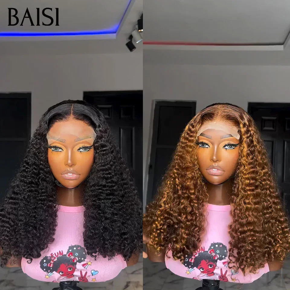BAISI Lot de 2 perruques PROMOTION 180€ 4X4 lace closure 12 Pouces water wave 250% Densité Mixte ou NOIR en 100% vrais cheveux humains BS65