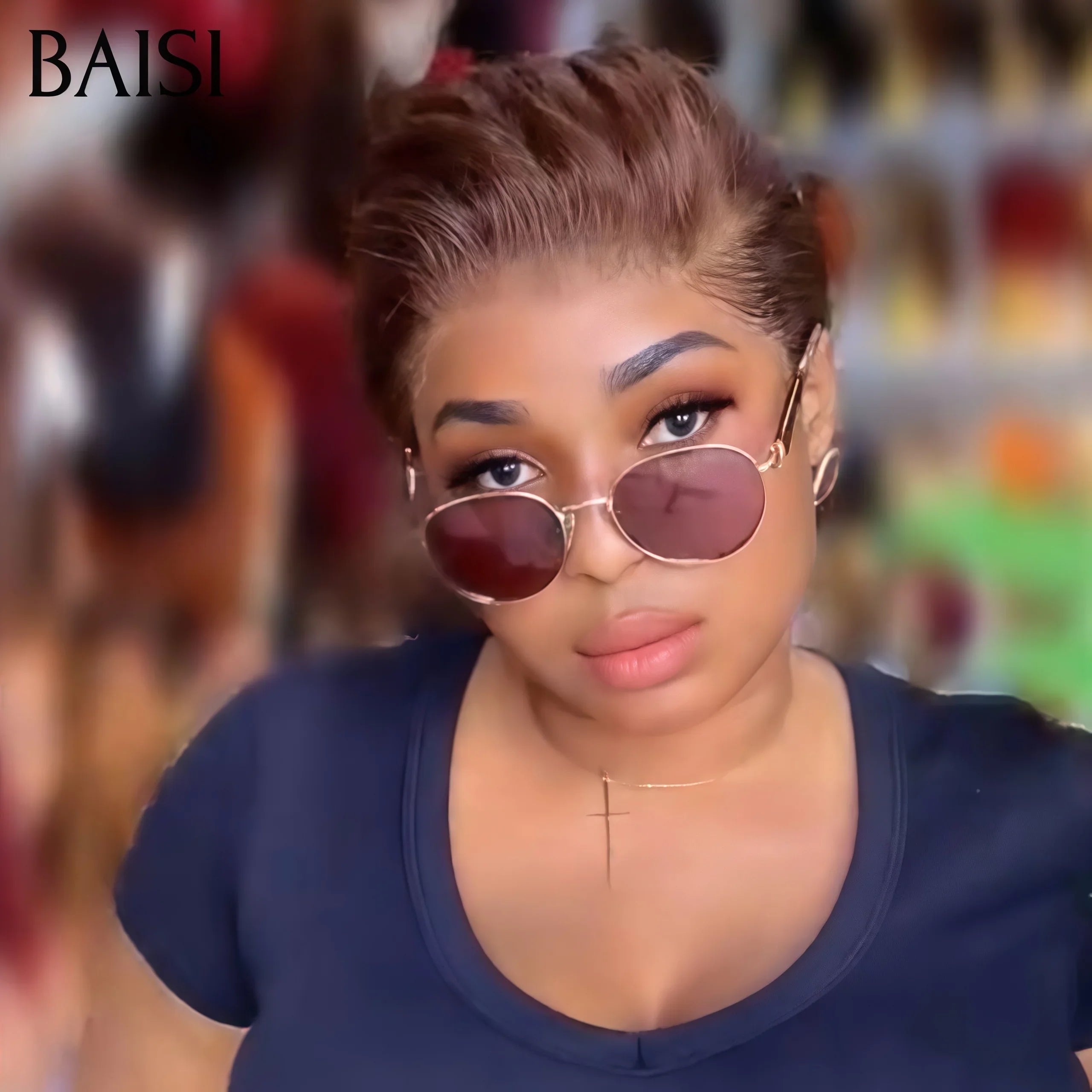 BAISI Achetez 2 perruques minimum au prix d'usine fournisseur 13X4 lace pixie Marron ou Bouclée coupe personnalisée boucles voluminieux 14 Pouces Vietnam Hair 300% densité (Pas Besoin de Code)