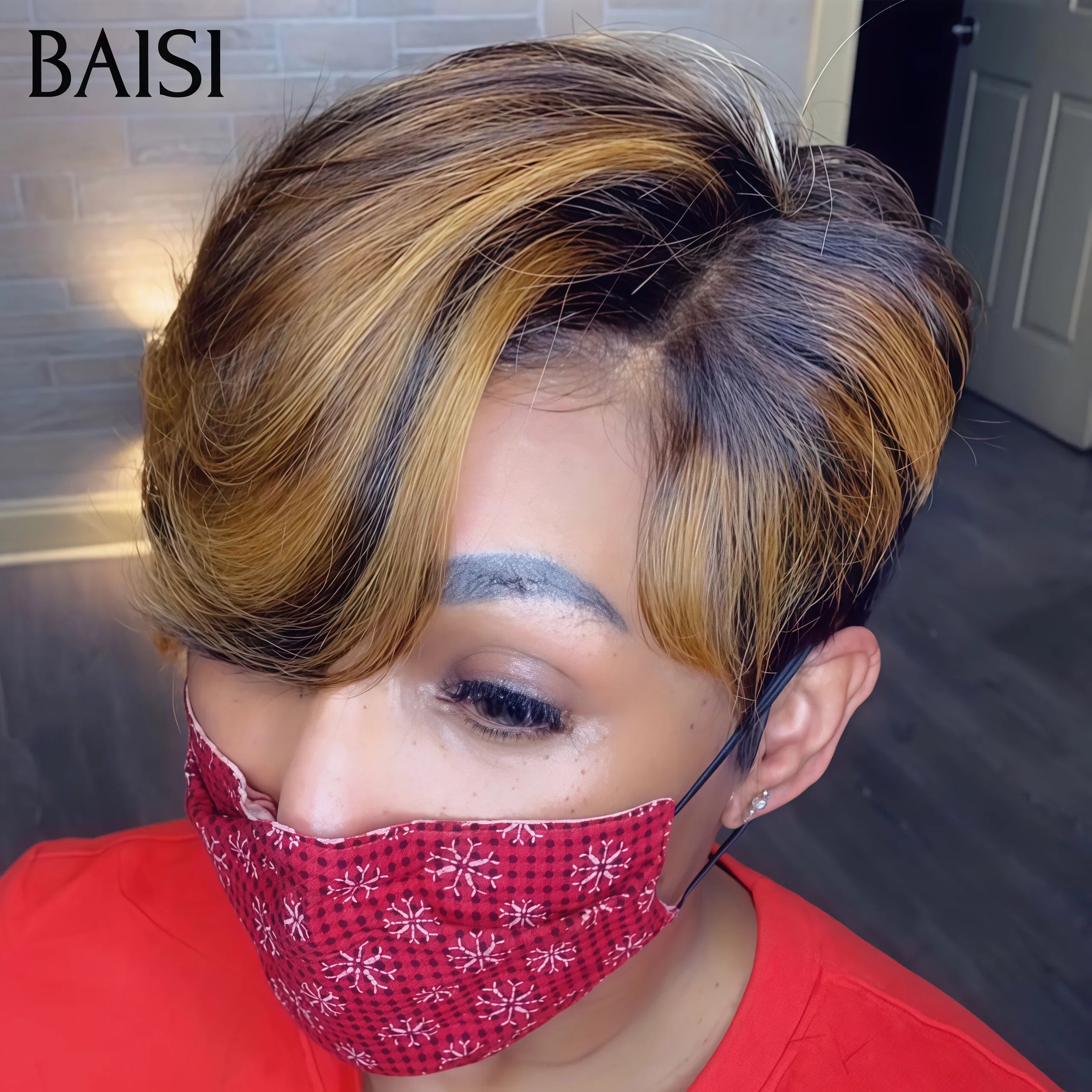 BAISI Achetez 2 perruques minimum au prix d'usine fournisseur perruque 13X4 lisse bob 8 pouces mixte Coupe Pixie Lisse 2 Couleurs personnalisées 1B4#30# Mixte ou Marron 1B4# 100% Vrais Cheveux Humains (Pas Besoins De Code)