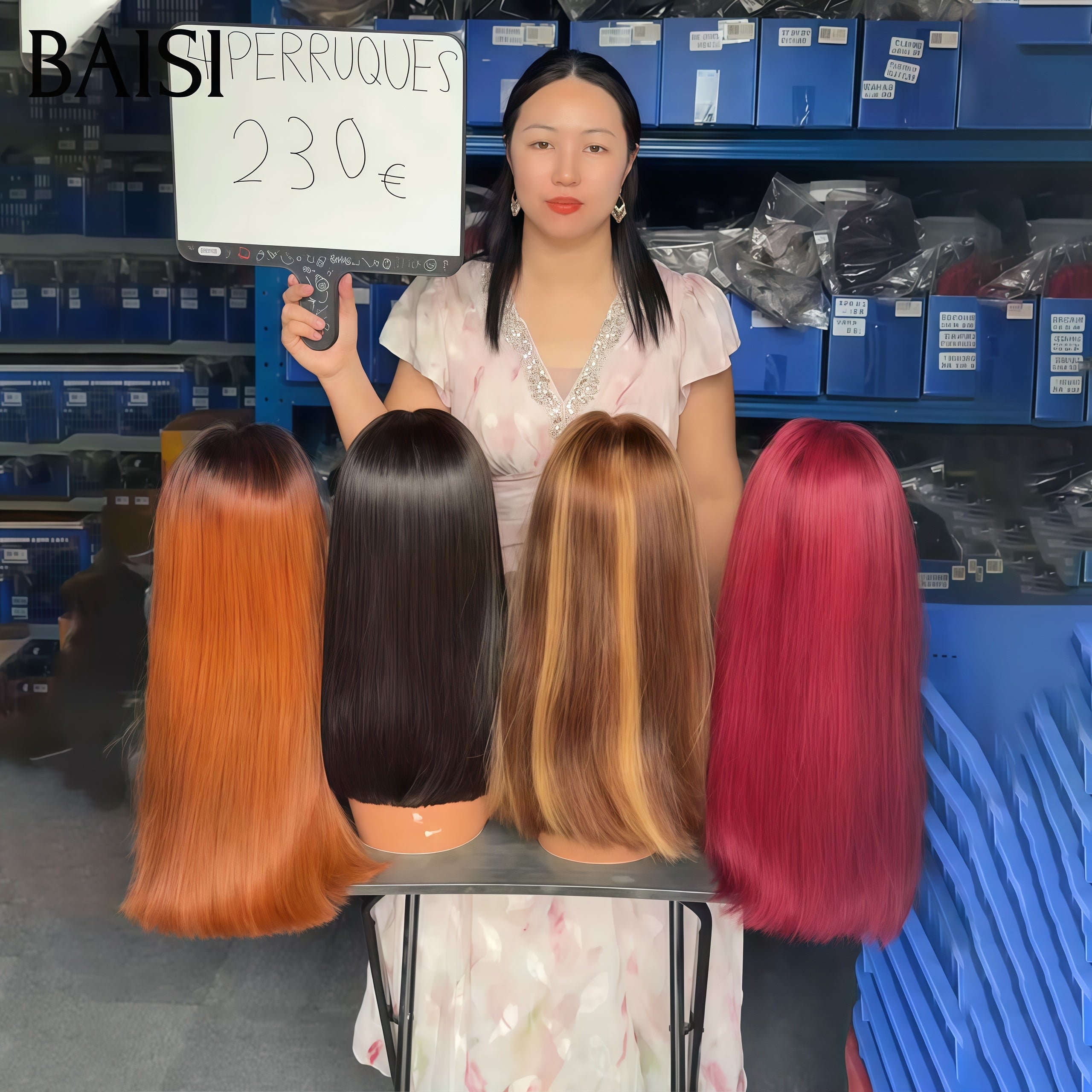 BAISI BLACK FRIDAY BAS Prix 4 perruques 269€ 13x4 lace frontal bob lisse 16 Pouces en 4 couleurs Bordeaux et NOIR et Marron et Mixte Miel en 100% Cheveux Humains