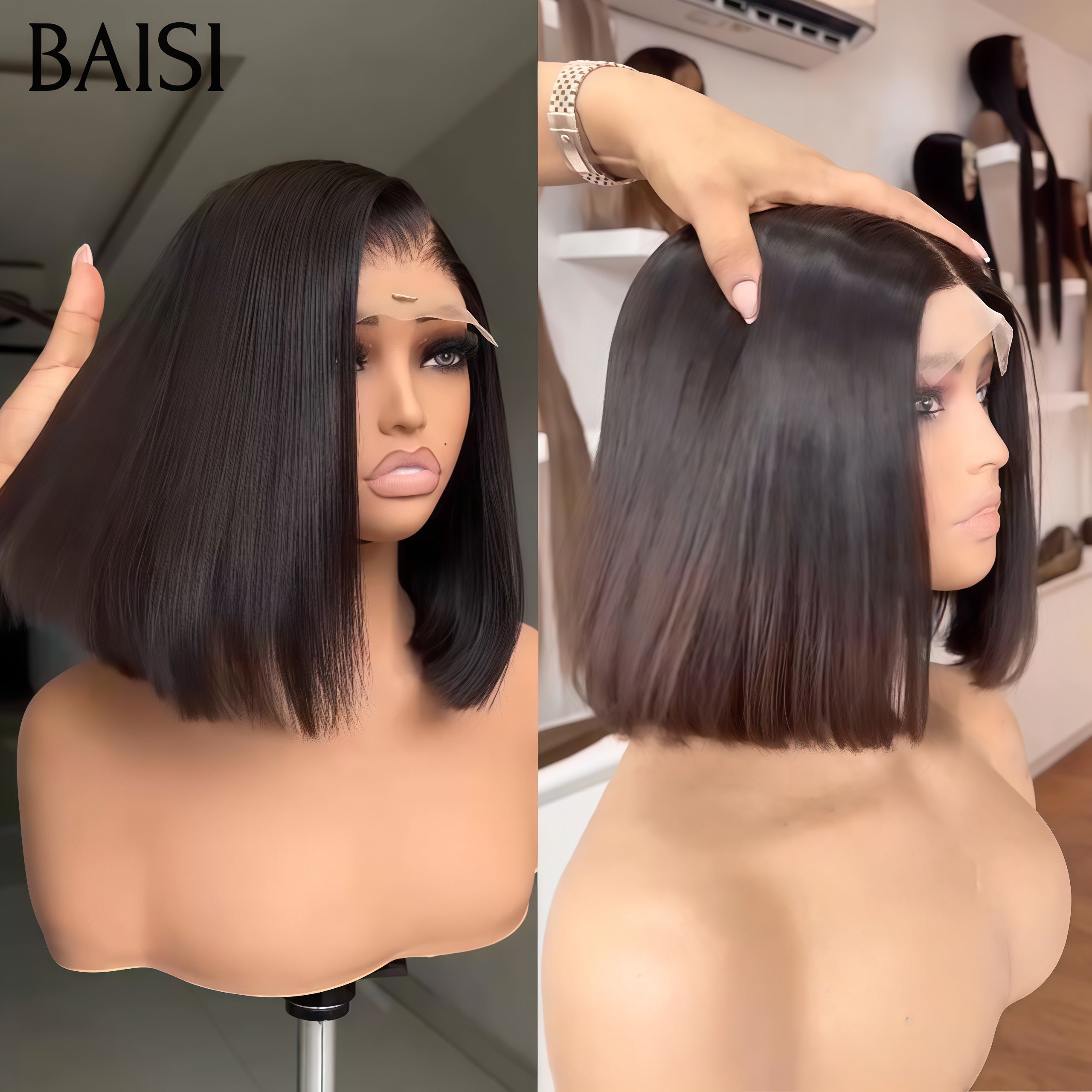 BAISI vente flash Achetez 1 + 1 Gratuite aujourd'hui 4x4 lace closure 10 Pouces en couleur NOIR et Marron 1BT4# en Promo en 100% vrais cheveux humains