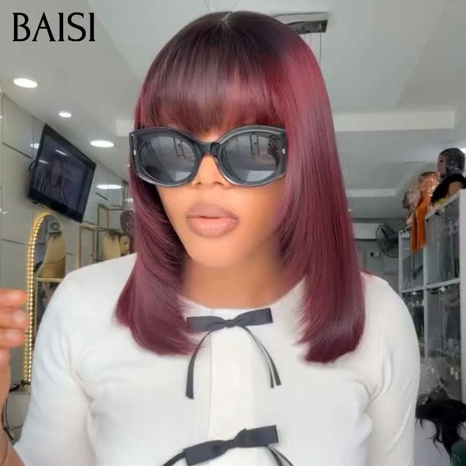 BAISI Achetez 1 + 1 Gratuite = 149€ Bob avec Frange Lisse et egg wave ou HAIR FR Lot de 5 Perruques Chinoise en Couleur à 400€ en 100% Vrais Cheveux Humains