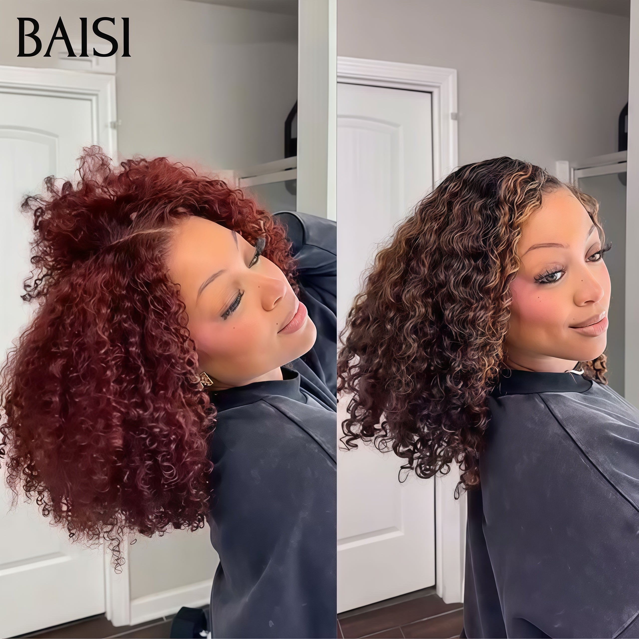 BAISI 2 Perruques 139€ lace Frontale En Couleur 99J# et Mixte en 100% vrais cheveux humains Moitié Prix mp50