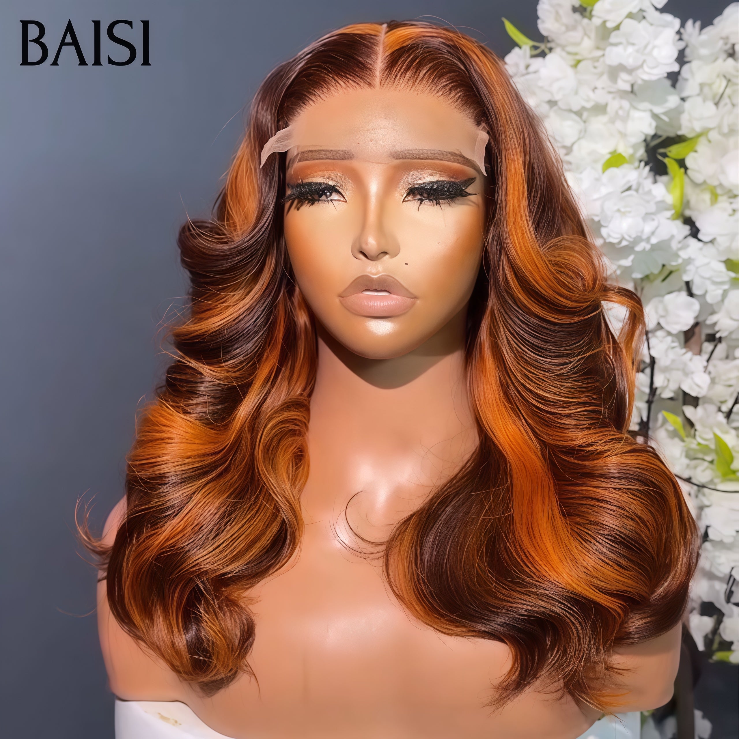 BAISI 4X4 lace closure Perruque Bouclée Egg Wave 12 Pouces 75€ Moitié Prix en couleur marron mixte orange En 100% Cheveux Humains