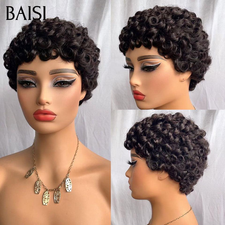 Mezza parrucca dritta BAISI Topper per capelli parziale personalizzato nel colore 1B (non è una parrucca intera)