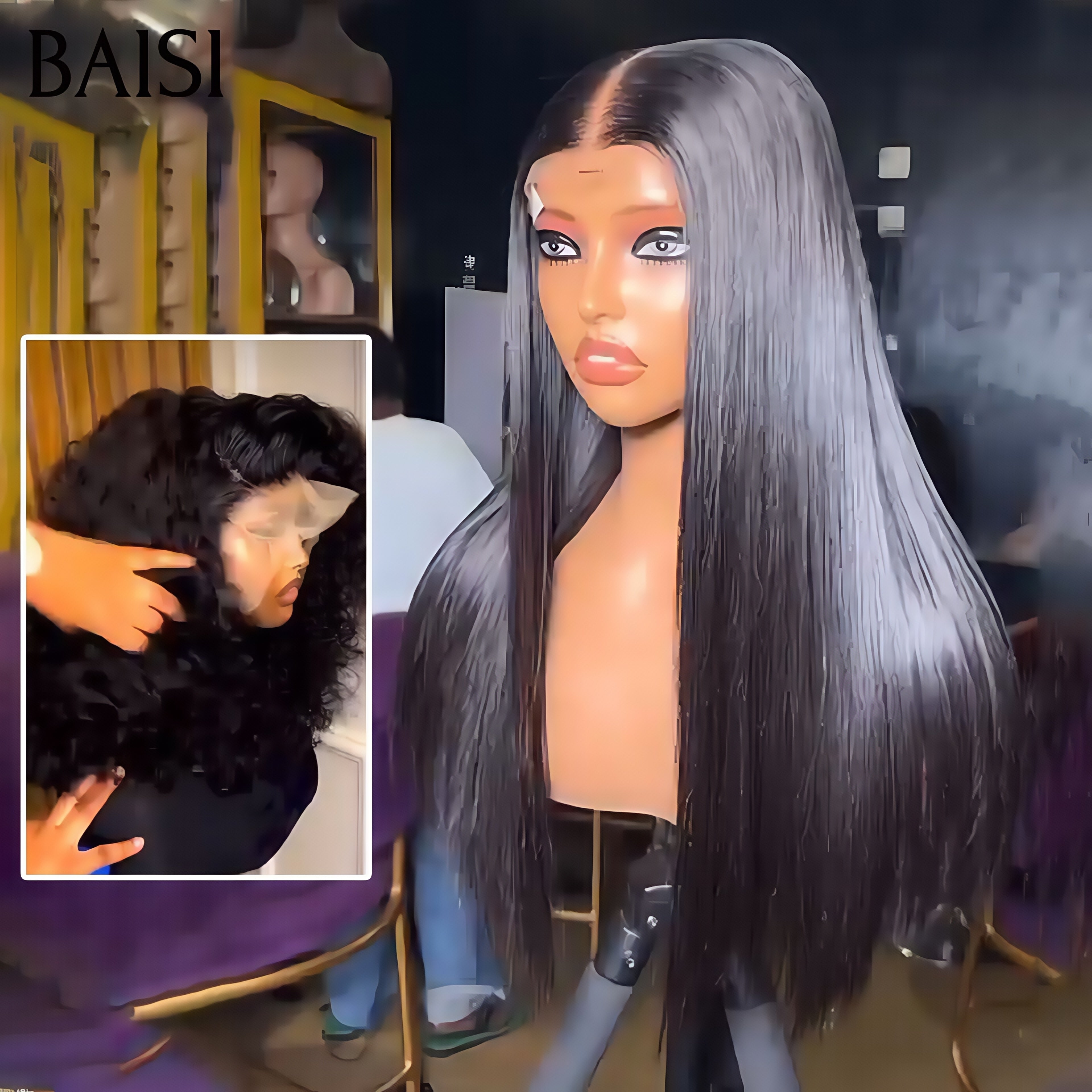 BAISI 2 Perruques = 149€ 4x4 lace closure 18 Pouces ou 2 Perruques Closure de Luxe 255€ Fabriquées par les cheveux double drawn en 100% vrais cheveux humains VIP100