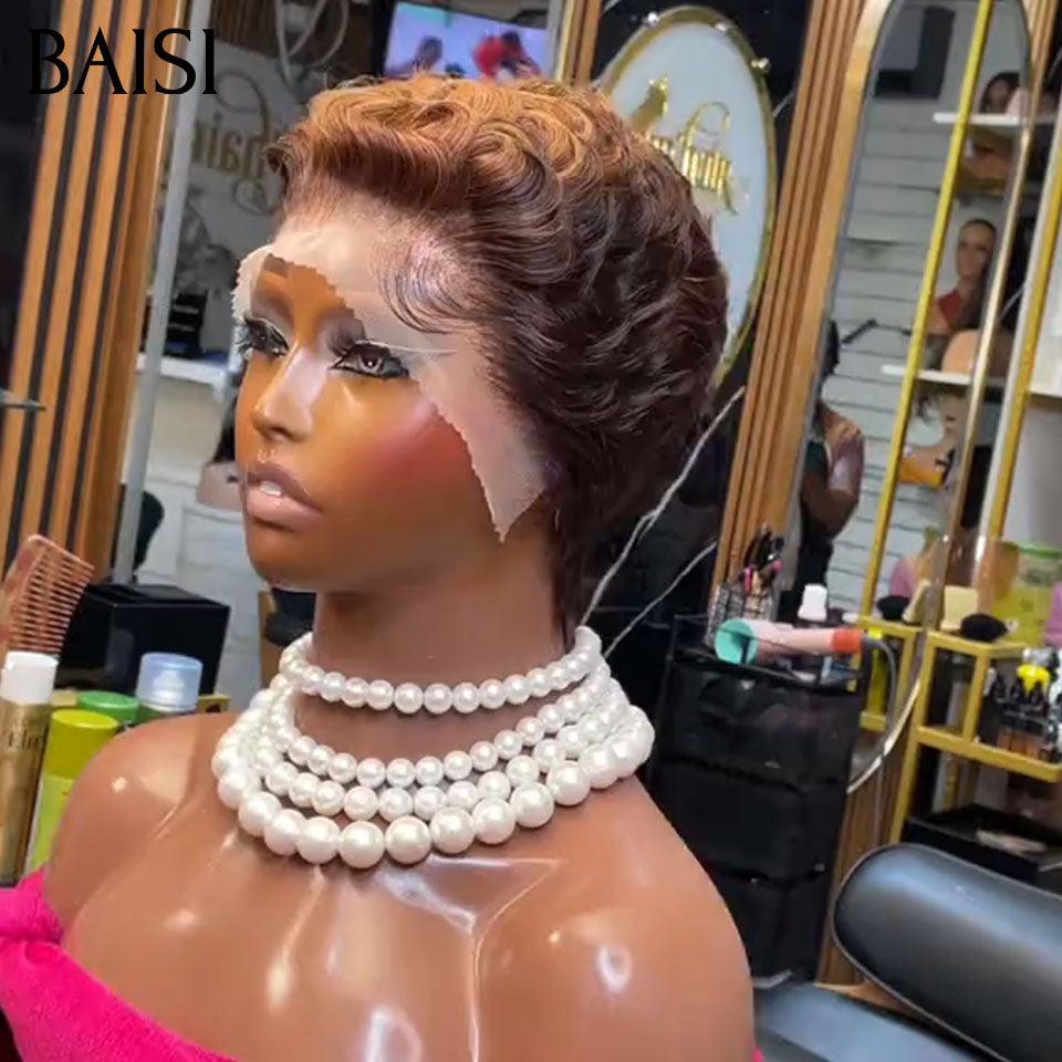 BAISI Pixie Finger Wave Wig corte pequeño 13x4 Lace Front 6 pulgadas 79 € En cabello 100% humano BAISI20