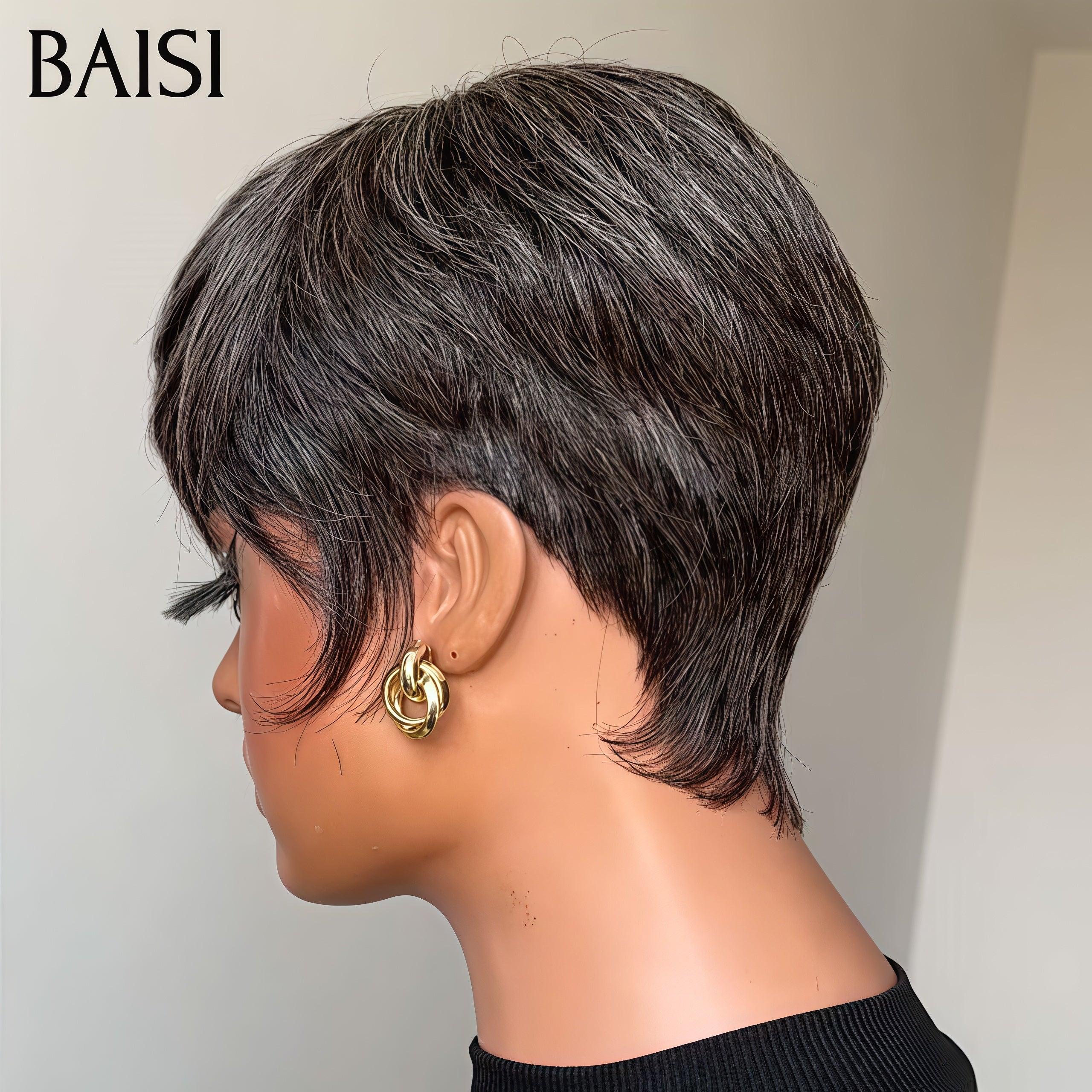 BAISI 10-Zoll-Perücke 69 € Lockige Wasserwellen-Perücke, maschinell hergestellt aus 100 % Echthaar