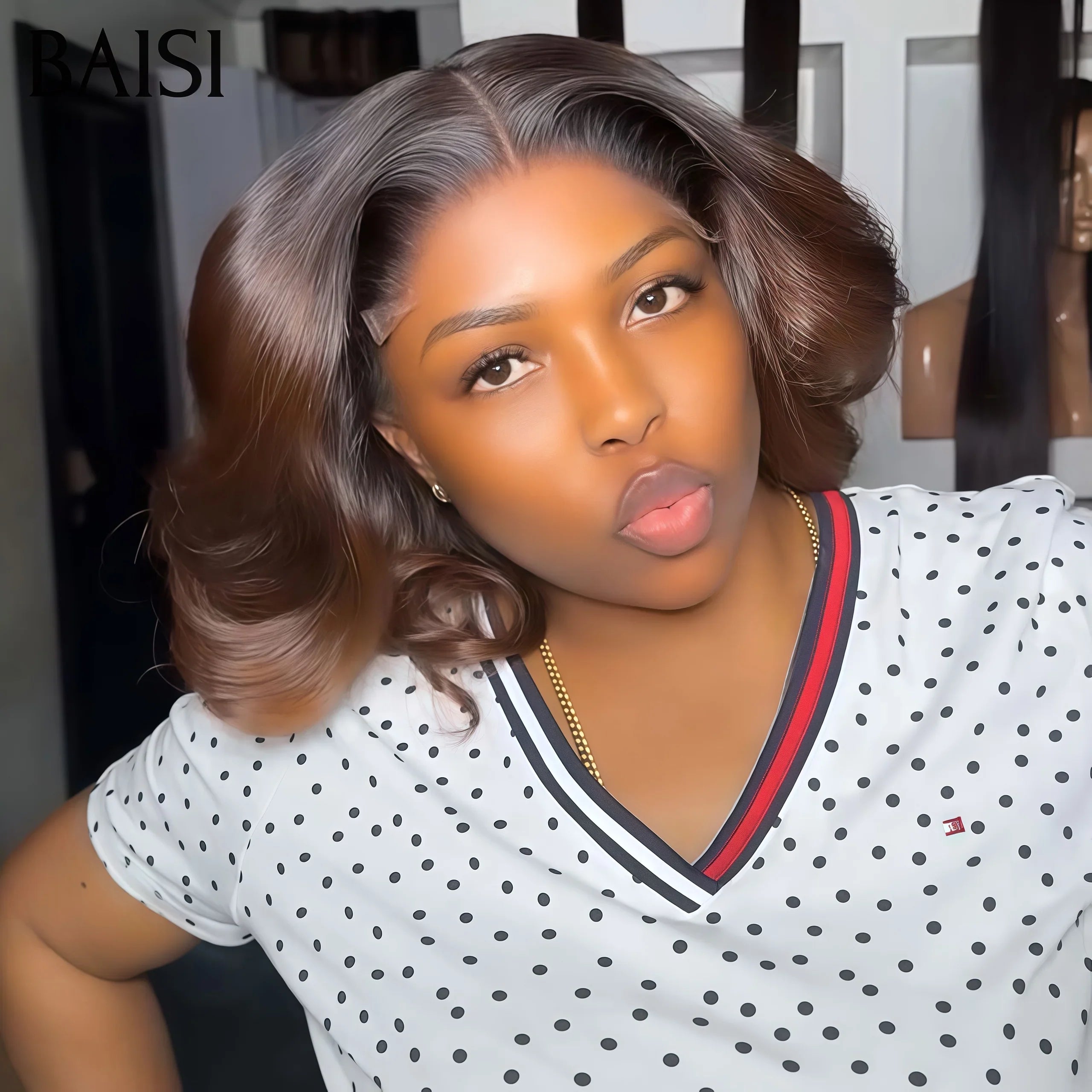 BAISI Achetez 2 perruques minimum au prix d'usine fournisseur 5X5 lace bob egg wave en couleur 1BT4# ou 13x4 Lace Frontal Perruque BOB 10 pouces Body Wave Bob En 100% Cheveux Humains (Pas Besoin de Code)