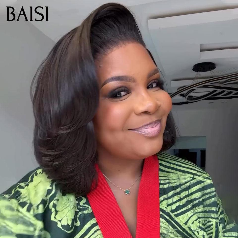 BAISI 2 Perruques pour revendre 198€ 13X4 bob Lisse 8 pouces en couleur NOIR et blonde en 100% vrais cheveux humains