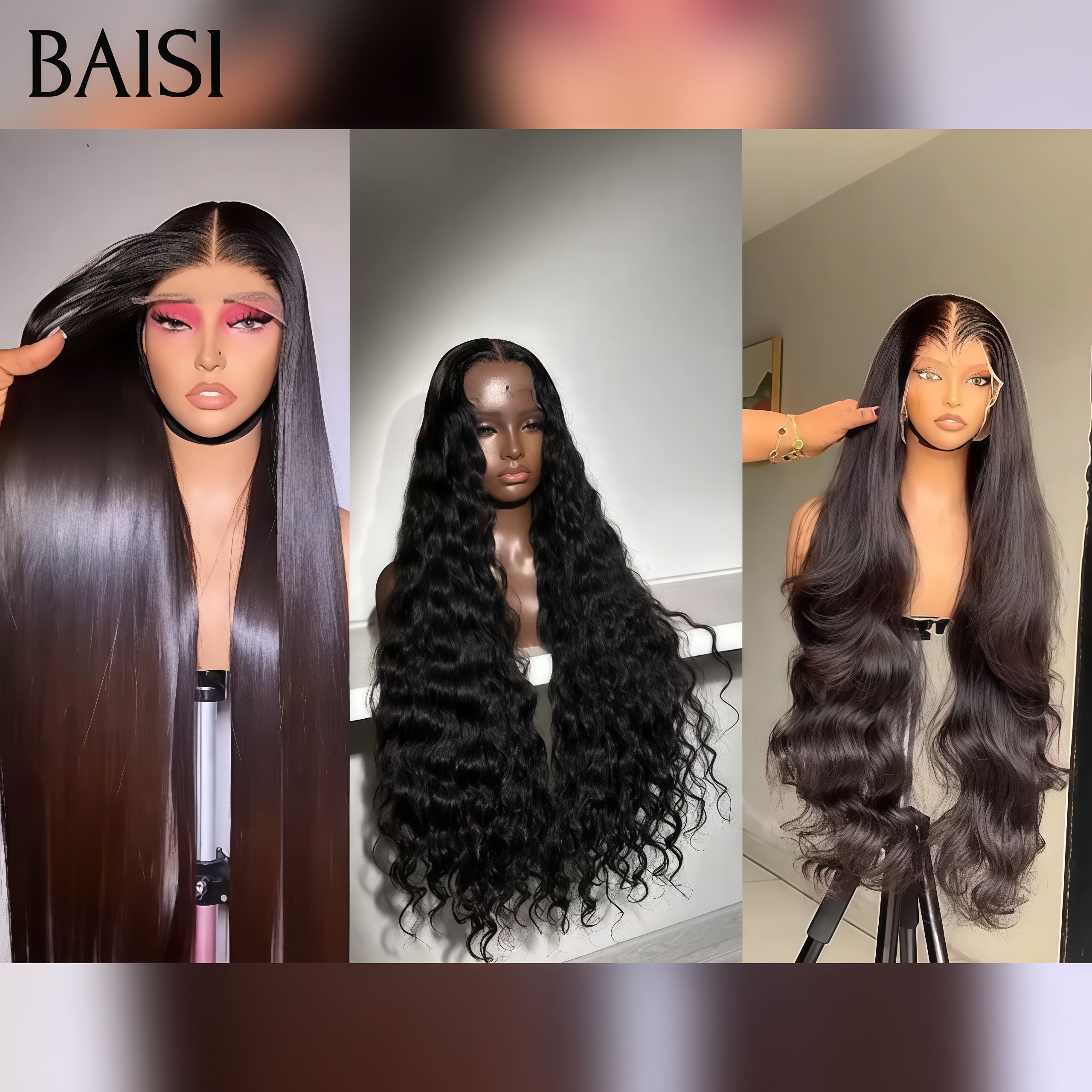 BAISI Perruques pour revendre 13x4 lace frontal deep wave et Lisse et body wave 12 Pouces 3 perruques 180€ en 100% Cheveux Humains