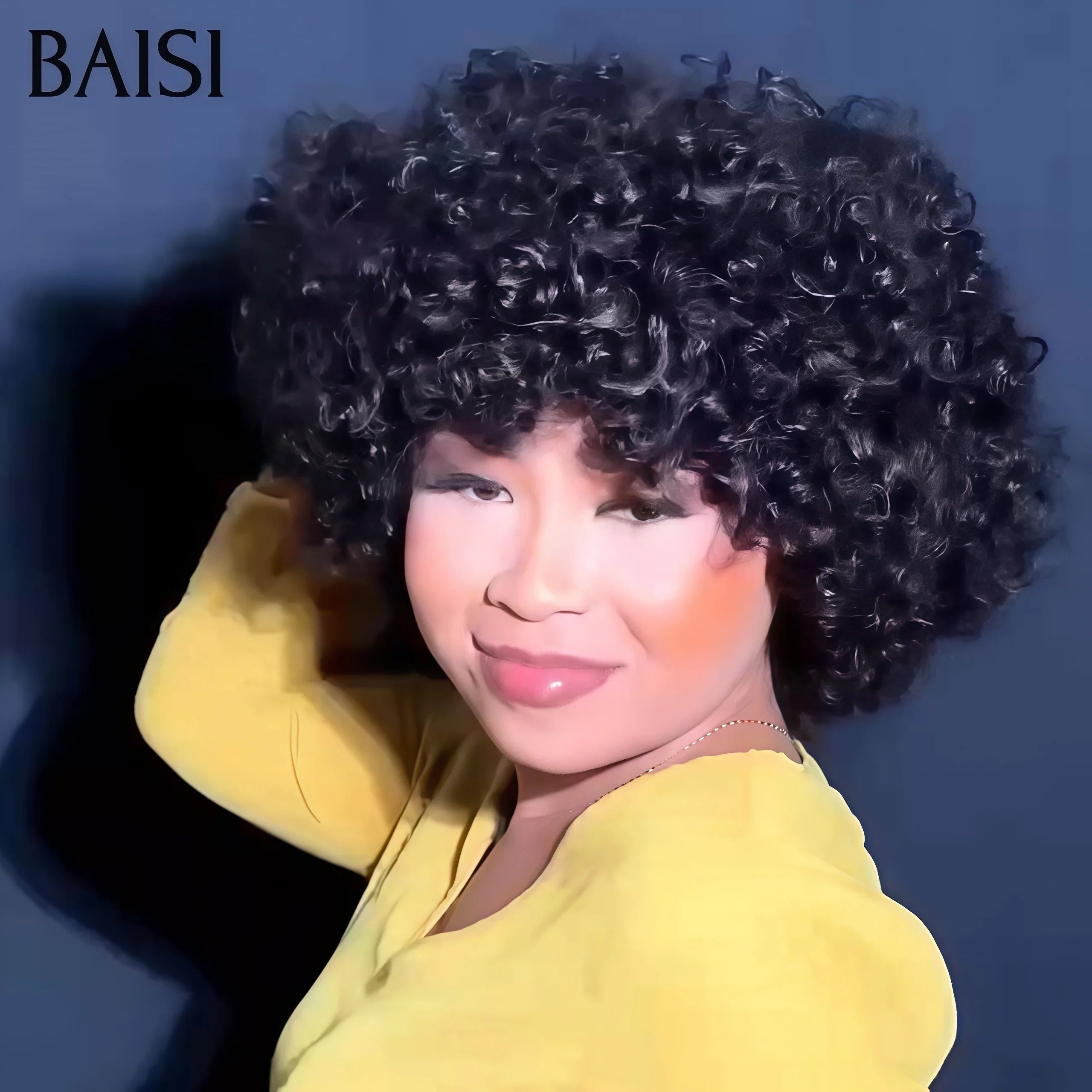 BAISI Bob Afro Curly 45€ schwarz ohne Kleber ohne Spitze aus 100 % Echthaar, maschinell hergestellt FR38