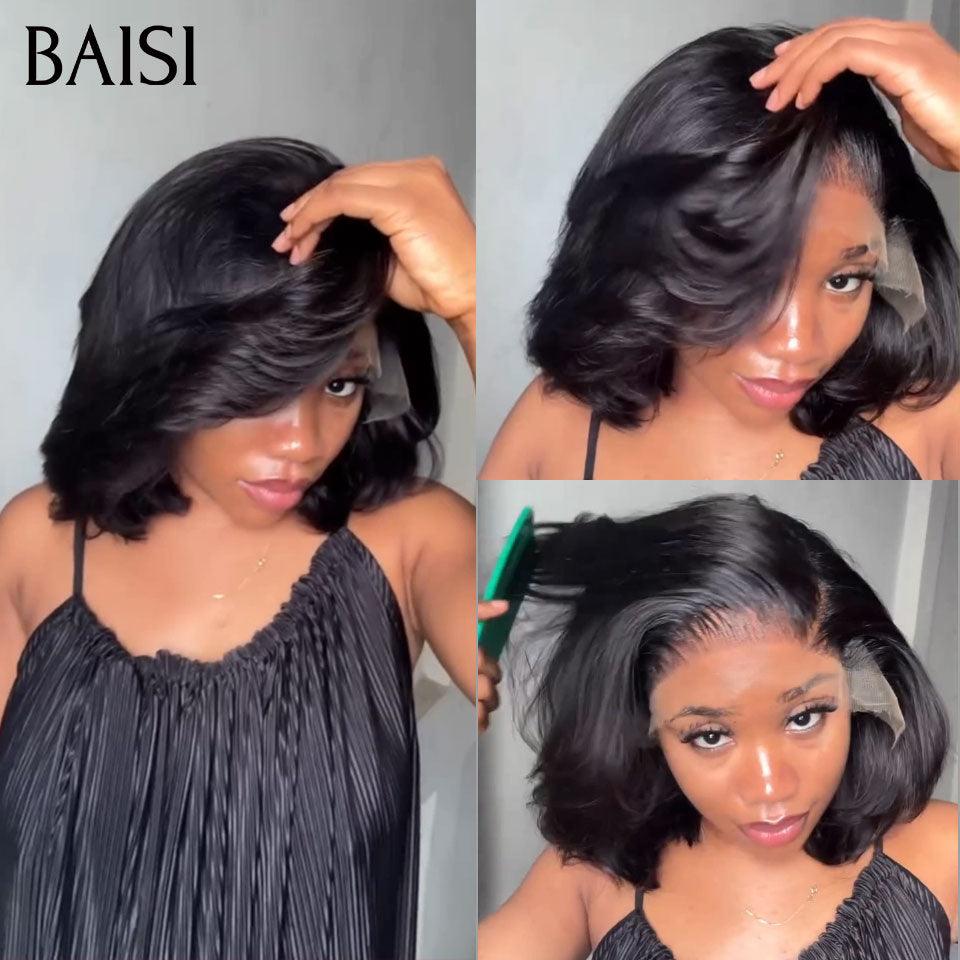 BAISI 13X4 Perruques 12 pouces 4#Mix30# ou NOIR coupe personnalisée boucles voluminieux 300% densité plus de 20 ans d' utilisations CODE BS120