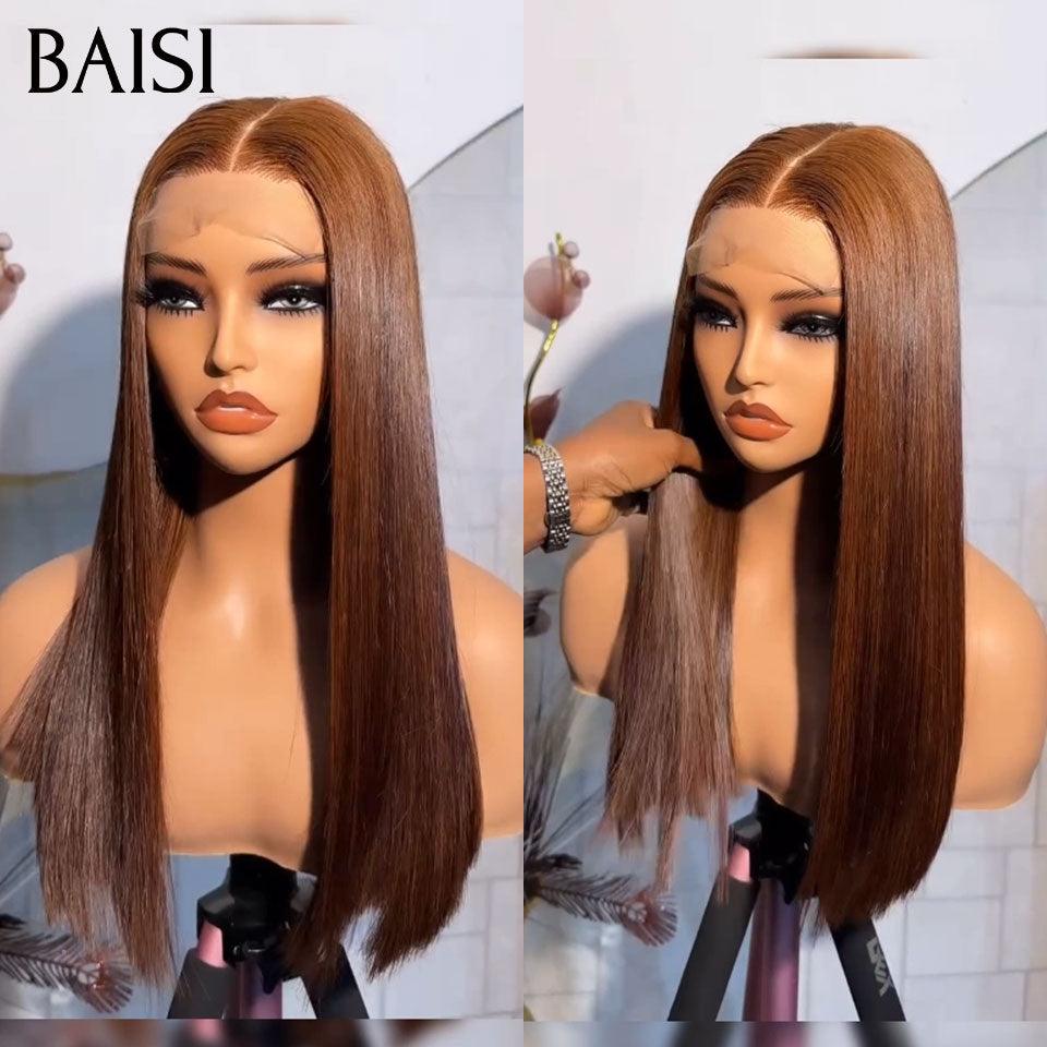 BAISI Perruque Bouclée Deep Wave avec Frange 12 Pouces en Couleur 4#mix27# En 100% Vrais Cheveux Humais 106€ ou 2X6 Lisse Marron 16P 169€ Code : BS120