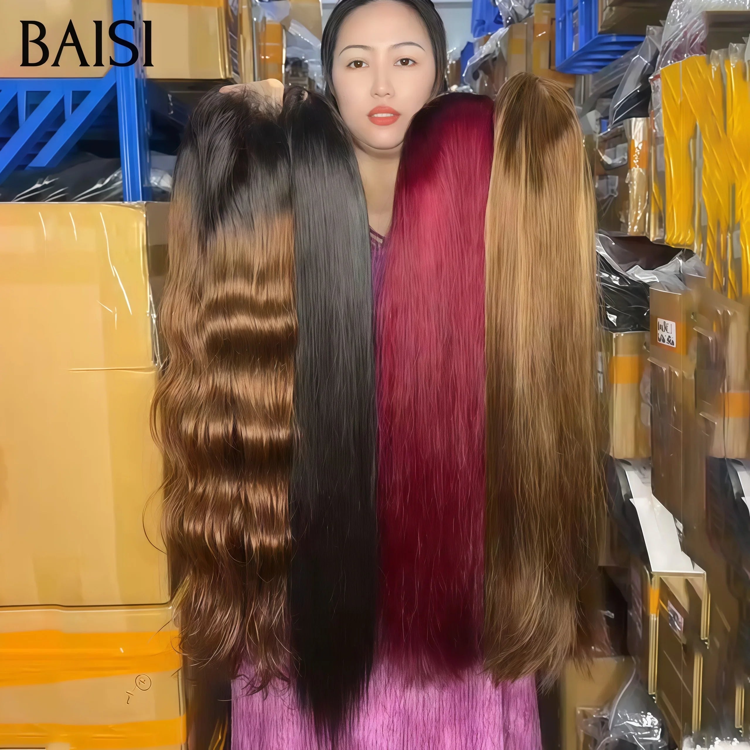 BAISI Lot de 4 perruques Flash Offer PROMOTION 299€ 4 styles de perruques différents et Différentes couleurs en 100% vrais cheveux humains