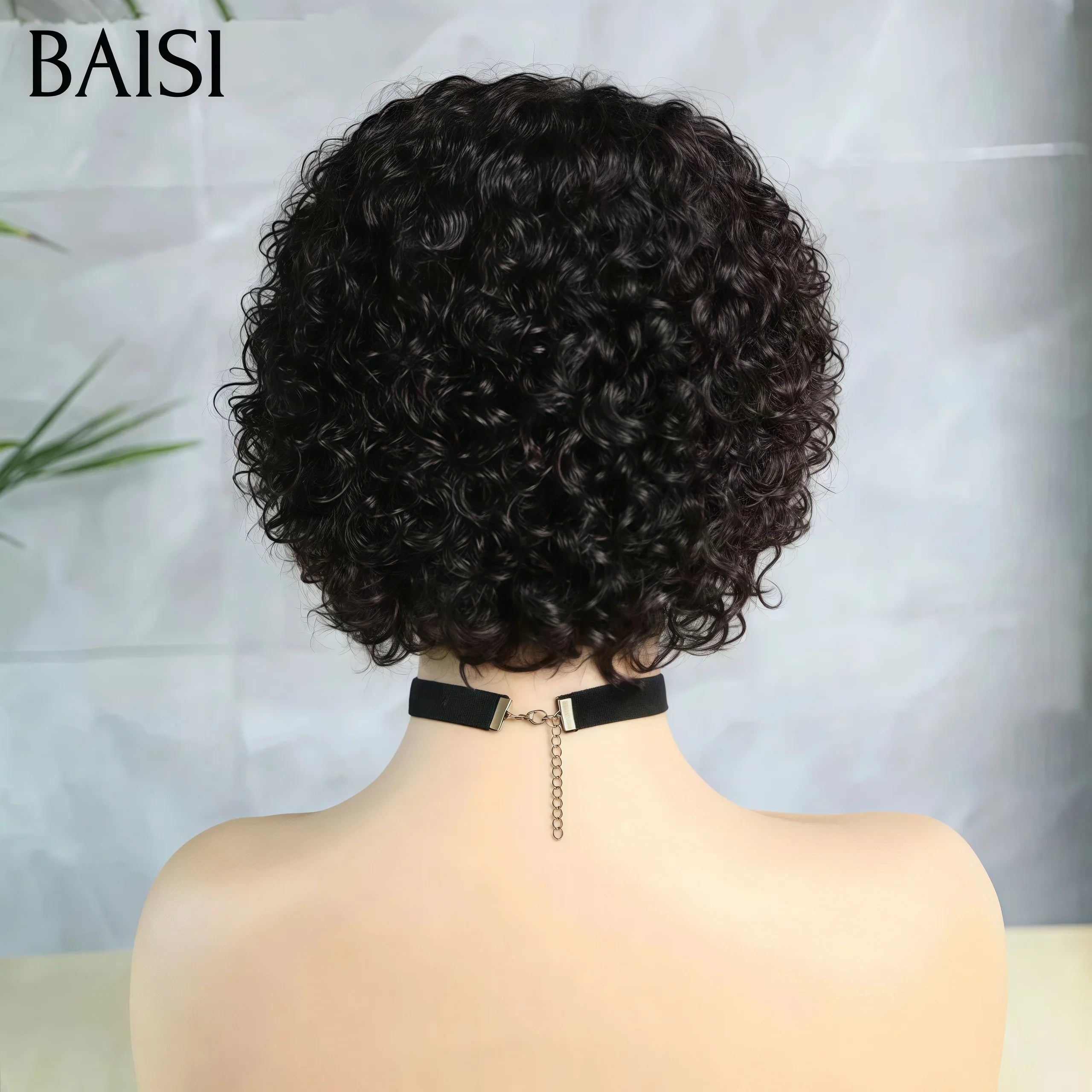 BAISI Achetez 2 perruques minimum au prix d'usine fournisseur Perruque curly wave en couleur noir sans colle sans lace 100% Cheveux Humains ( pas besoin de code)