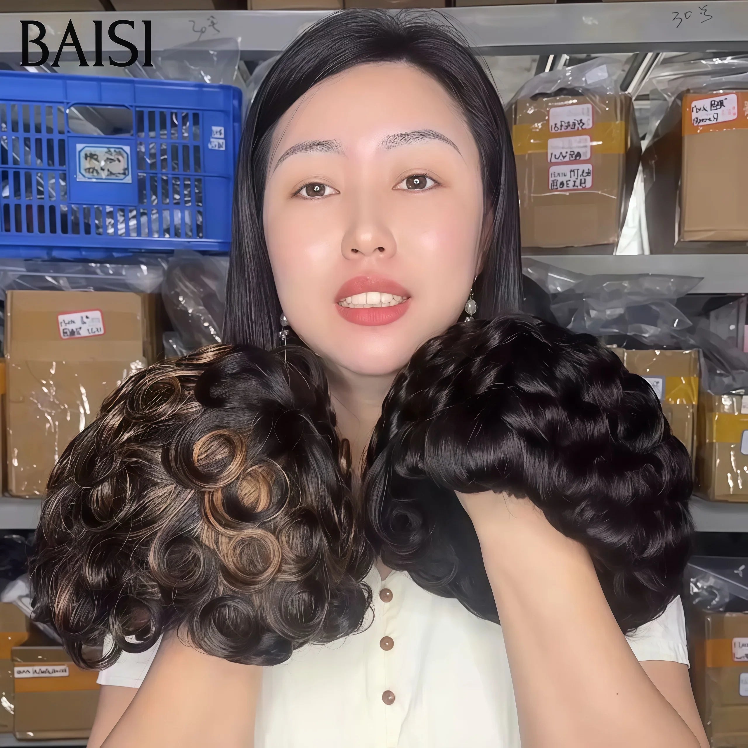 BAISI 2 Perruques Chioma Flash Offer 50€ Vente en gros sans colle pixie finger wave Fabriqué à la Machine en couleur 1B30# ou 1B# en 100% vrais cheveux humains BS60