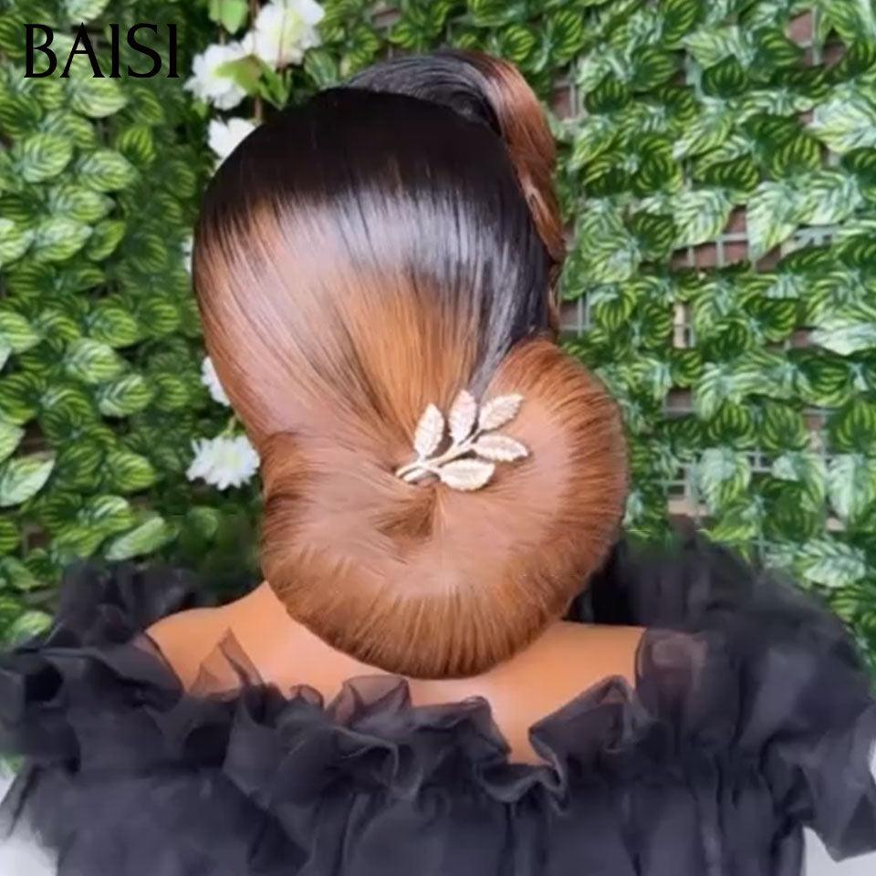 BAISI Coiffure de luxe Evangeline Perruques Mariage Prête à porter chignon et personalisation comme sur la vidéo 100% identique avec lace frontale pour mariage ou événement spécial en couleur 1B/4# VIP100
