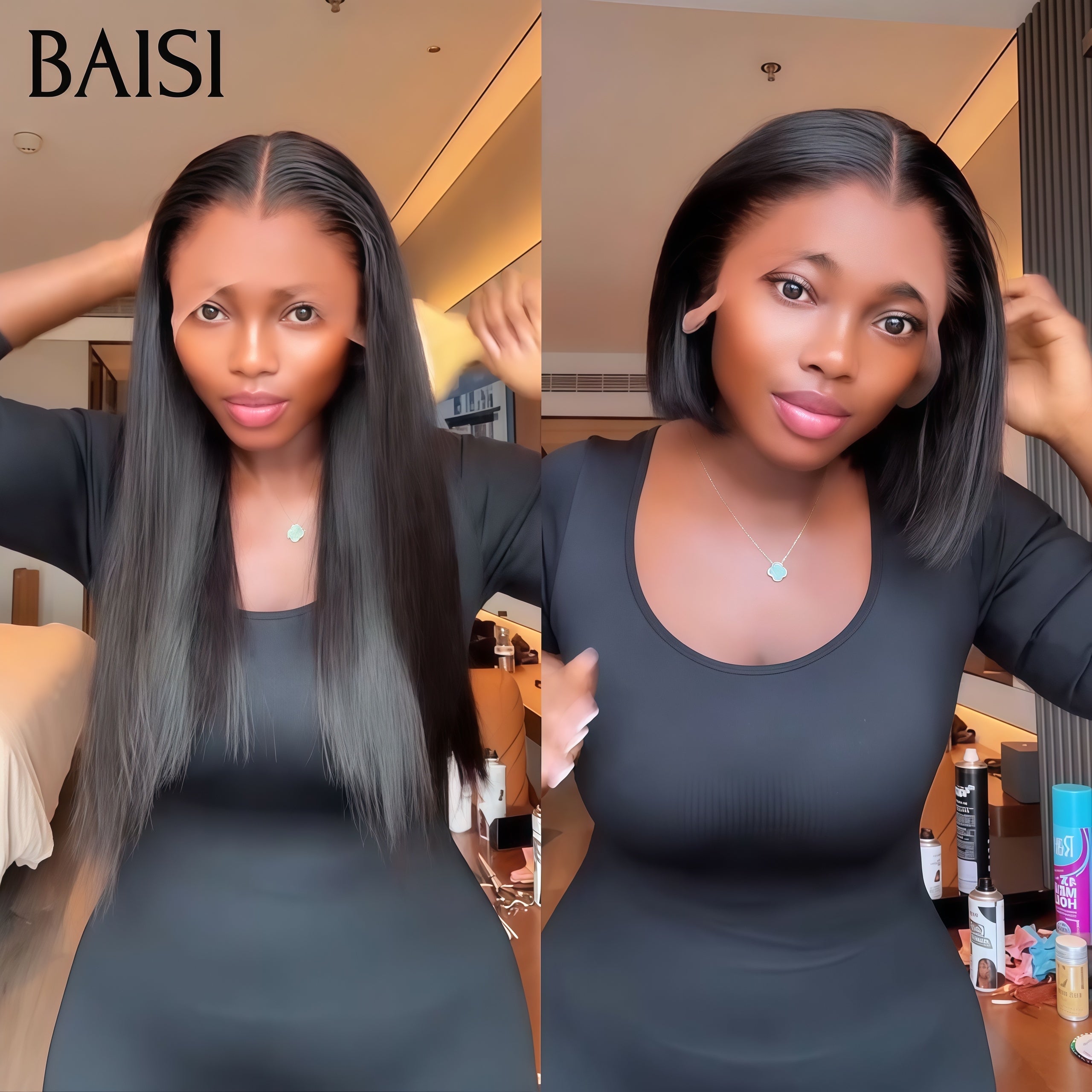 BAISI 2 Parrucche €311 metà prezzo Senza colla Facile da indossare in capelli veri al 100% Pizzo già tagliato