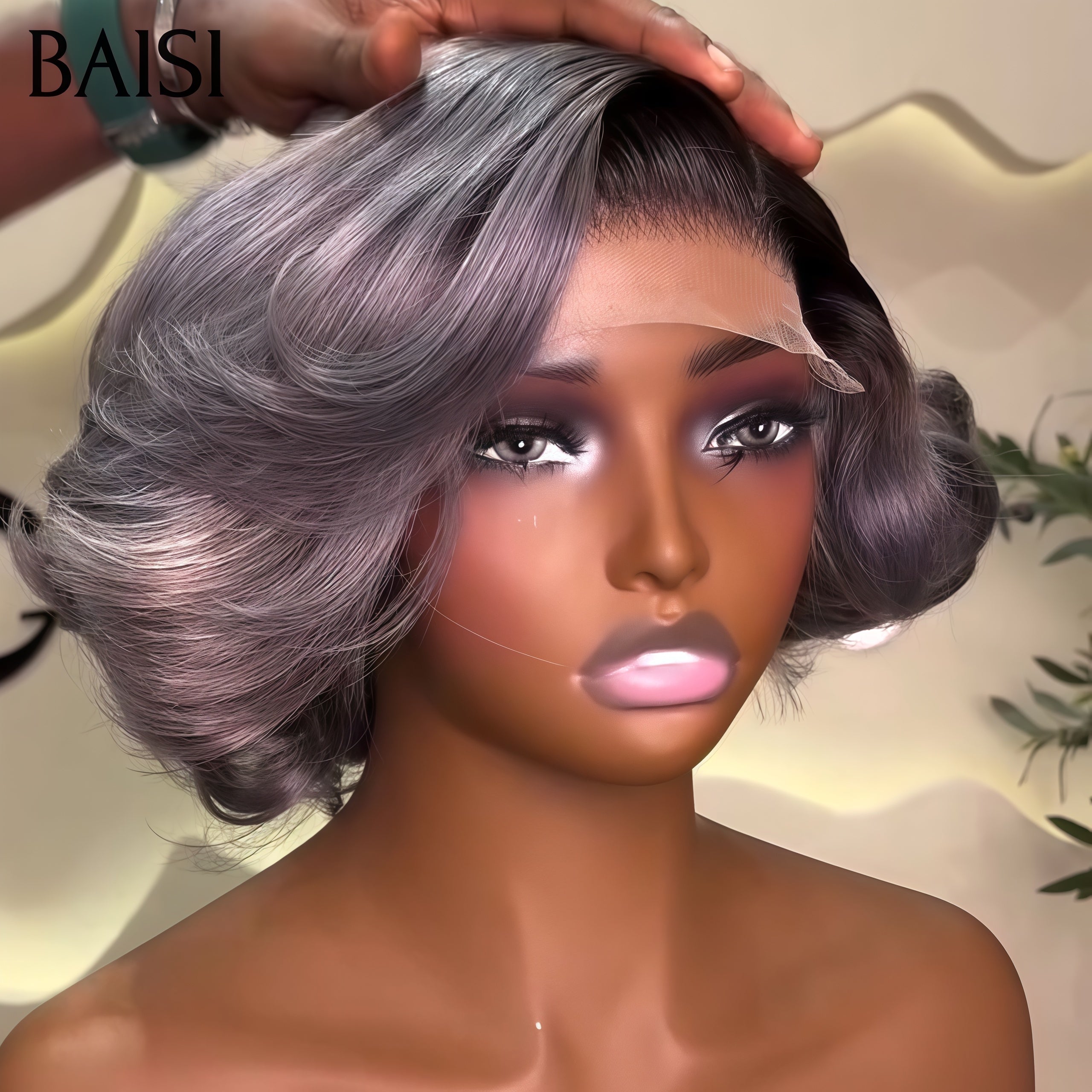 BAISI Pixie Peruca Cores Personalizadas Na Cor 1BT-4 #350 # € 66 em Cabelo 100% Humano FR38