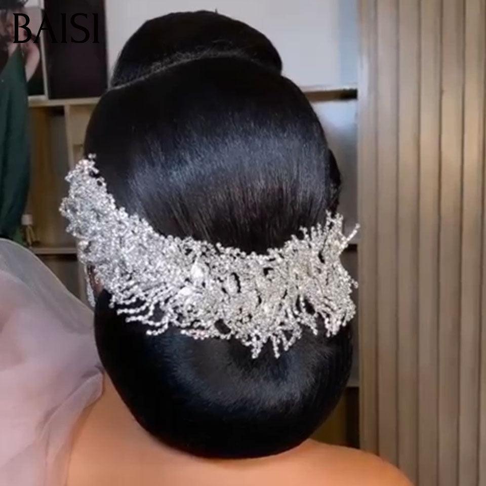 BAISI Coiffure de luxe Dawn Perruques Mariage noir Prête à porter chignon et personalisation comme sur la vidéo 100% identique avec lace frontale événement spécial BS120