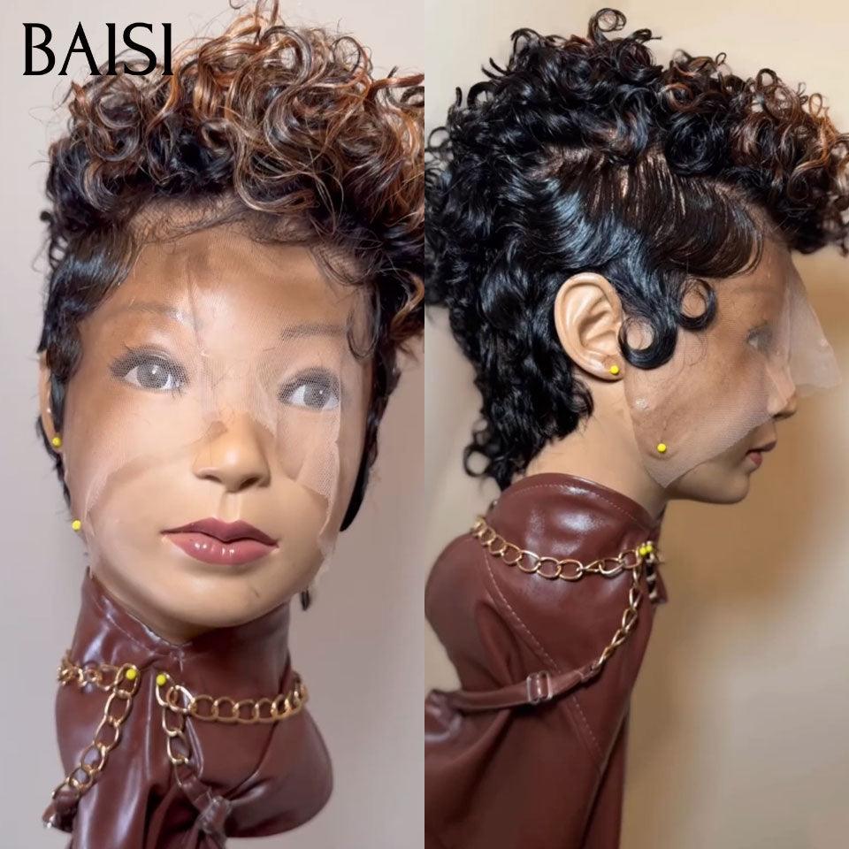 BAISI 13X4 Spitzen-Pixie-Wellenperücke in der Farbe 99J# 65 € in 100 % Echthaar BAISI20