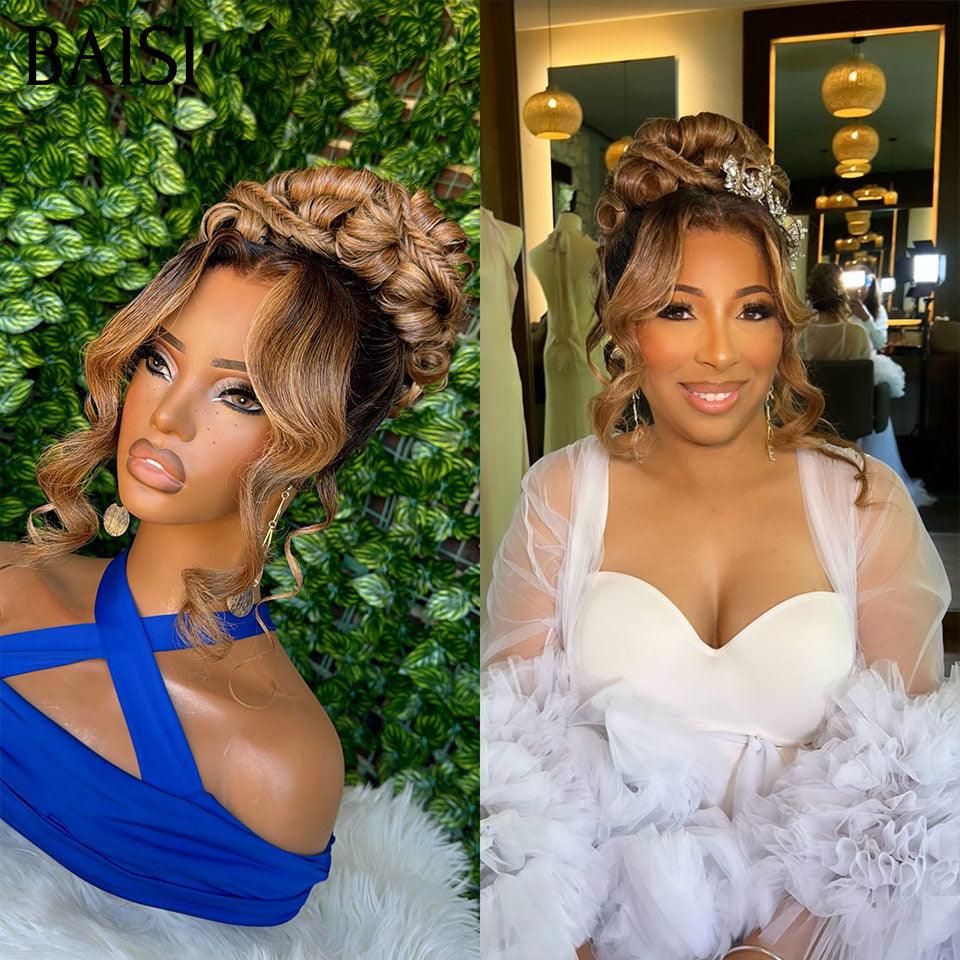 BAISI Coiffure de luxe Béatrice Perruques Mariage Prête à porter chignon et personalisation comme sur la vidéo 100% identique avec lace frontale pour mariage ou événement spécial BS120
