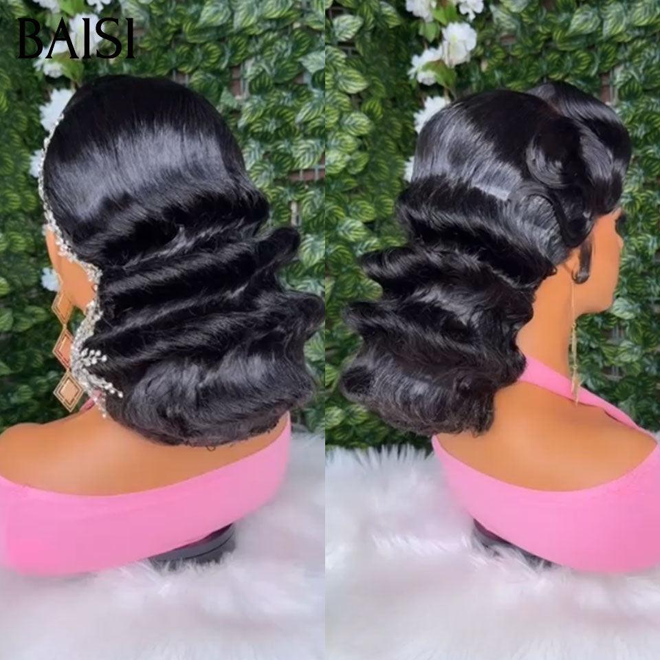 BAISI Coiffure de luxe Janet Perruques Mariage + Accessoires gratuits Prête à porter chignon et personalisation comme sur la vidéo 100% identique avec lace frontale pour mariage ou événement spécial BS120