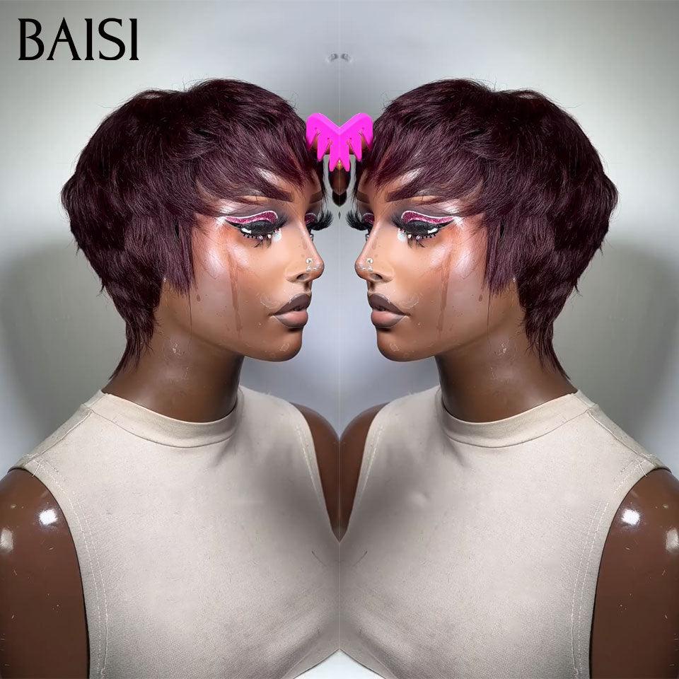 BAISI 3 Perruques coupe 79€ pixie sans colle sans lace en france ou 4 Perruques en France 595€ Réduction avec code promo en 100% vrais cheveux humains, code: VIP400