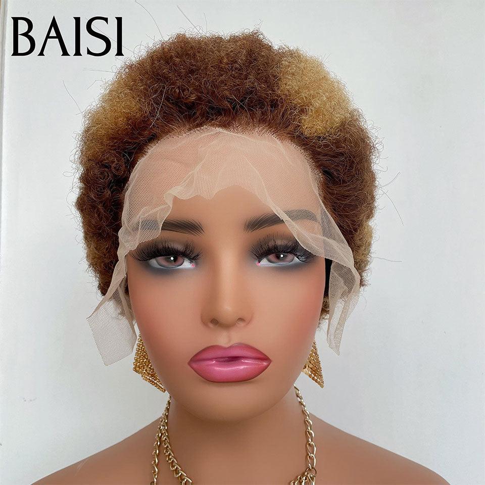 BAISI 6 Perruques 339€ 13X4 afro curly et 2X6 lisse 1BT27# 8 pouces et bob avec frange et T part afro curly 1BT30# en 100% Cheveux Humains BS65