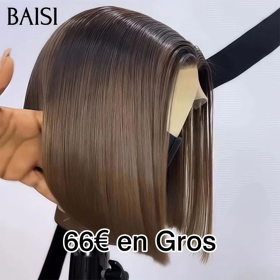 BAISI Achetez 2 perruques minimum au prix d'usine fournisseur perruque 13X4 lisse bob 8 pouces mixte Coupe Pixie Lisse 2 Couleurs personnalisées 1B4#30# Mixte ou Marron 1B4# 100% Vrais Cheveux Humains (Pas Besoins De Code)