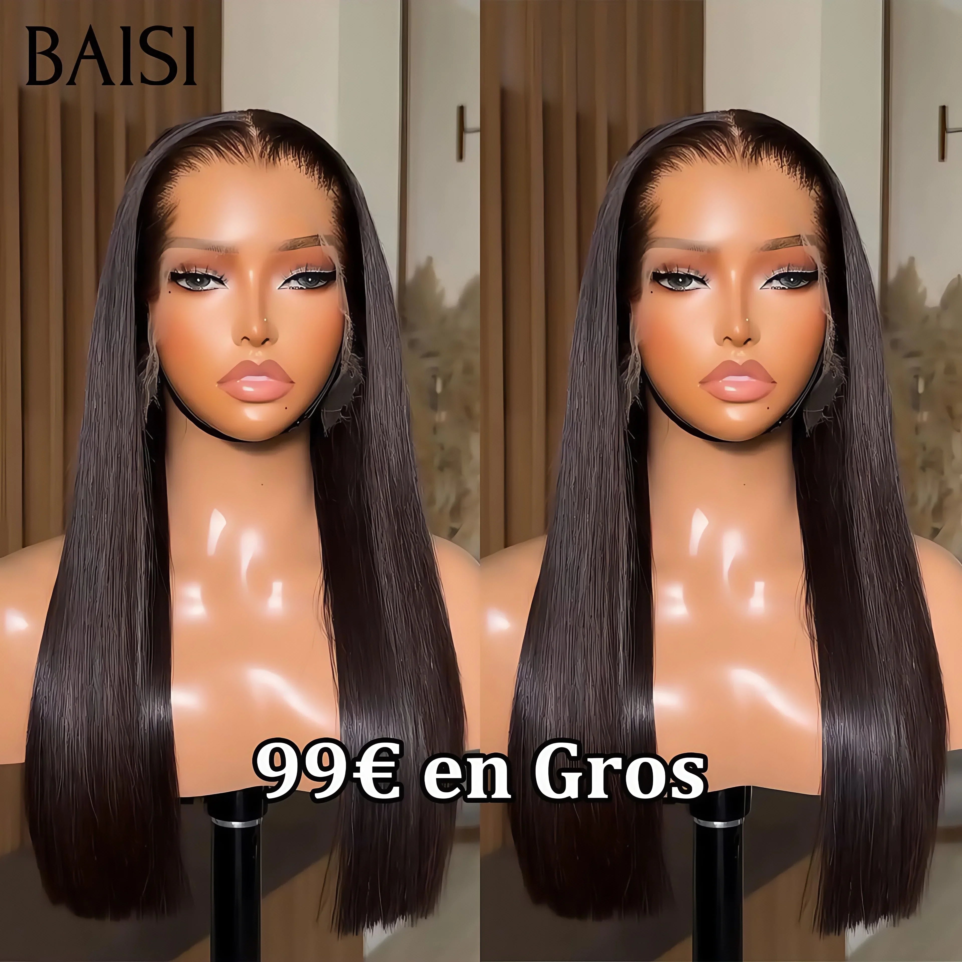 BAISI Achetez 2 perruques minimum au prix d'usine fournisseur Perruques 2x6 lace Lisse 1BT4# 8 Pouces Fabriquées par les cheveux double drawn ou 4x4 lace Lisse 8 Pouces 66€ ou 18 Pouces 99€ en 100% vrais cheveux humains