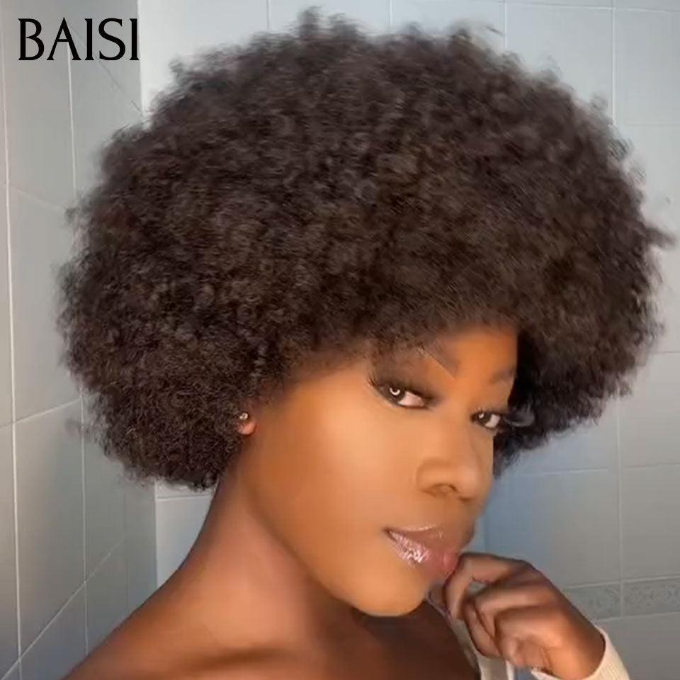 BAISI 4 Perruques 239€ 13X4 pixie 99J# et 2x6 Lisse 8 Pouces et sans Colle afro curly ou pixie curly wave sans lace sans colle Noir 58€ en 100% Cheveux Humains