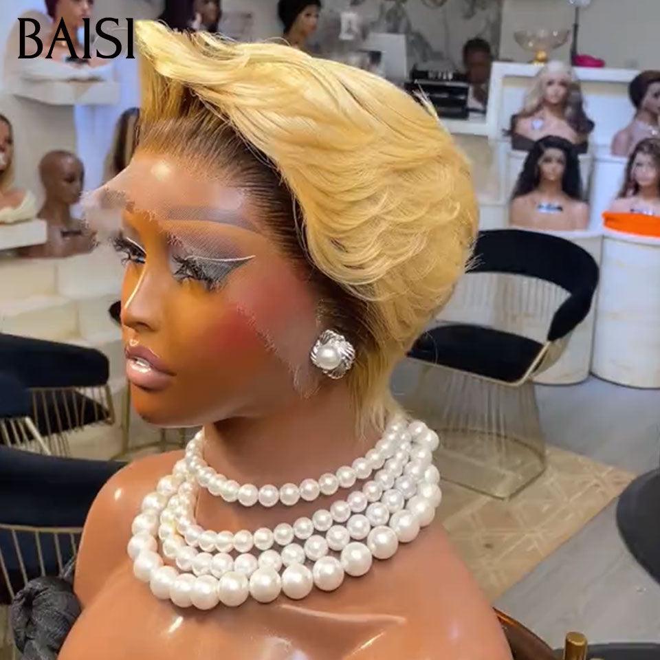 BAISI Pixie Finger Wave Wig corte pequeño 13x4 Lace Front 6 pulgadas 79 € En cabello 100% humano BAISI20