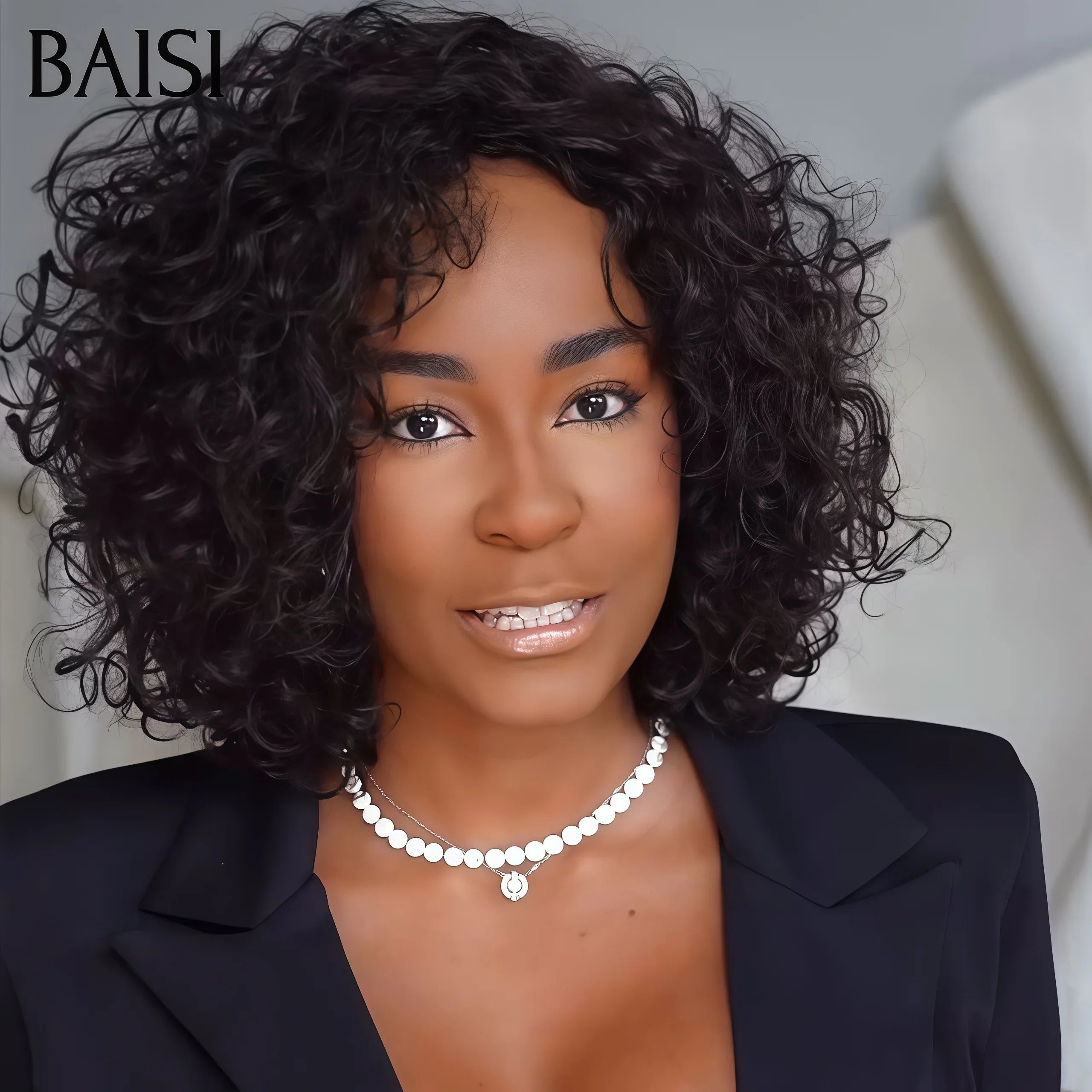 BAISI Achetez 2 perruques minimum au prix d'usine fournisseur sans lace Fabriquée A La Machine water wave ou bob avec frange 4/27# Andrée (Pas Besoin de Code)