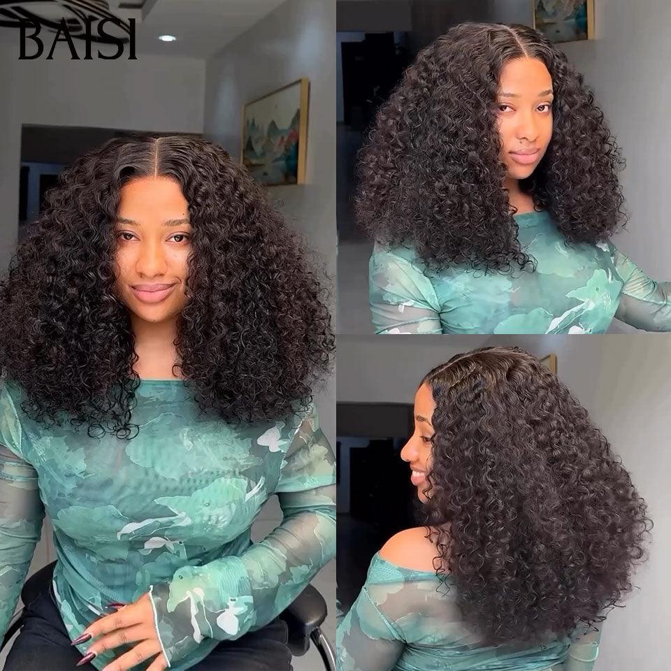 BAISI 2 Perruques pour revendre 188€ 4X4 bob water wave 14 pouces et egg wave 10 Poucesen couleur NOIR en 100% vrais cheveux humains BS60