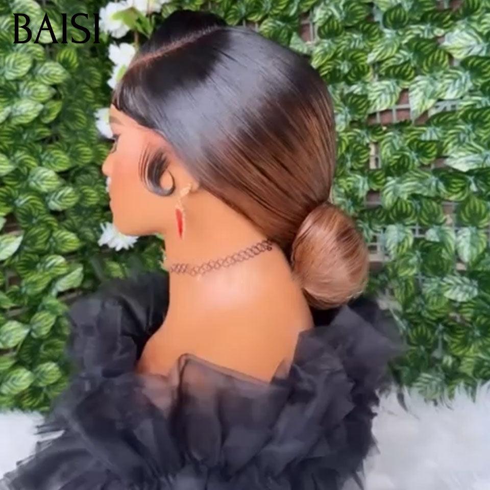 BAISI Coiffure de luxe Evangeline Perruques Mariage Prête à porter chignon et personalisation comme sur la vidéo 100% identique avec lace frontale pour mariage ou événement spécial en couleur 1B/4# VIP100