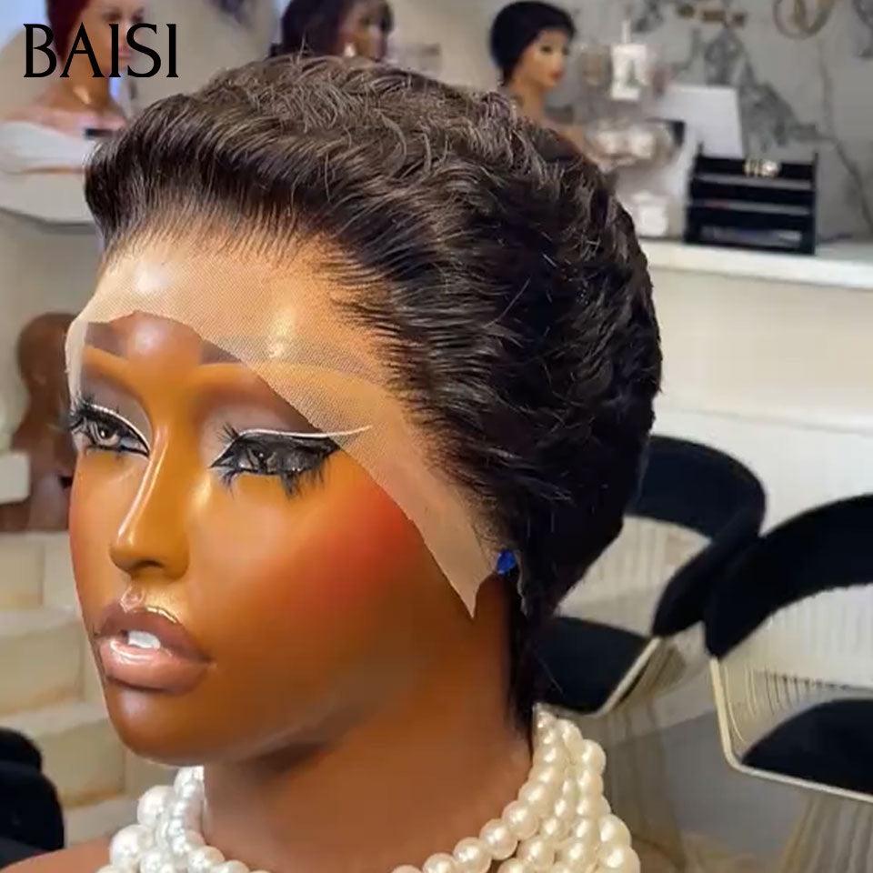 BAISI Pixie Finger Wave Wig corte pequeño 13x4 Lace Front 6 pulgadas 79 € En cabello 100% humano BAISI20
