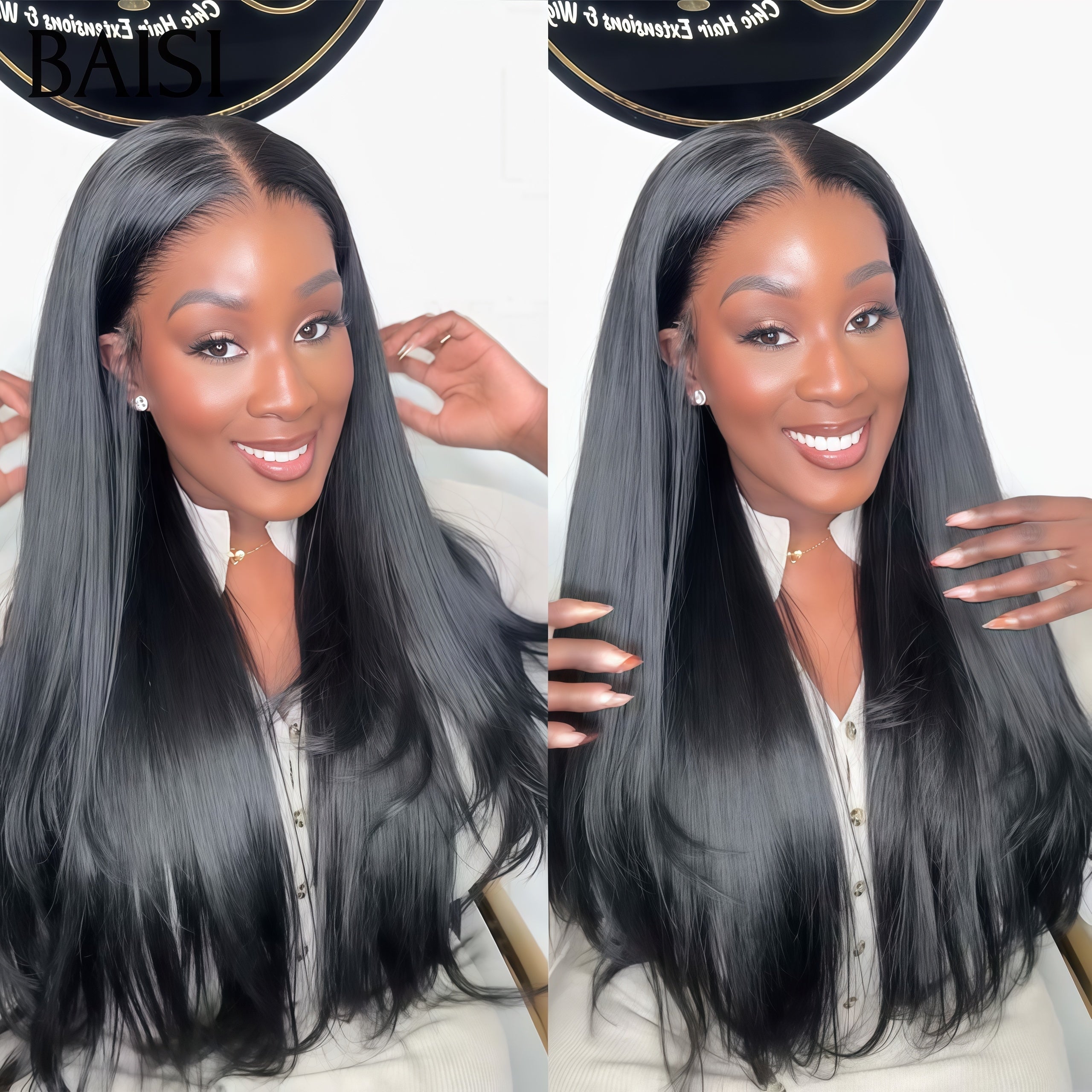 BAISI Frontale Perruque Lisse En 100% Vrais Cheveux Humais Moitié Prix 20 pouce 99€ MP50