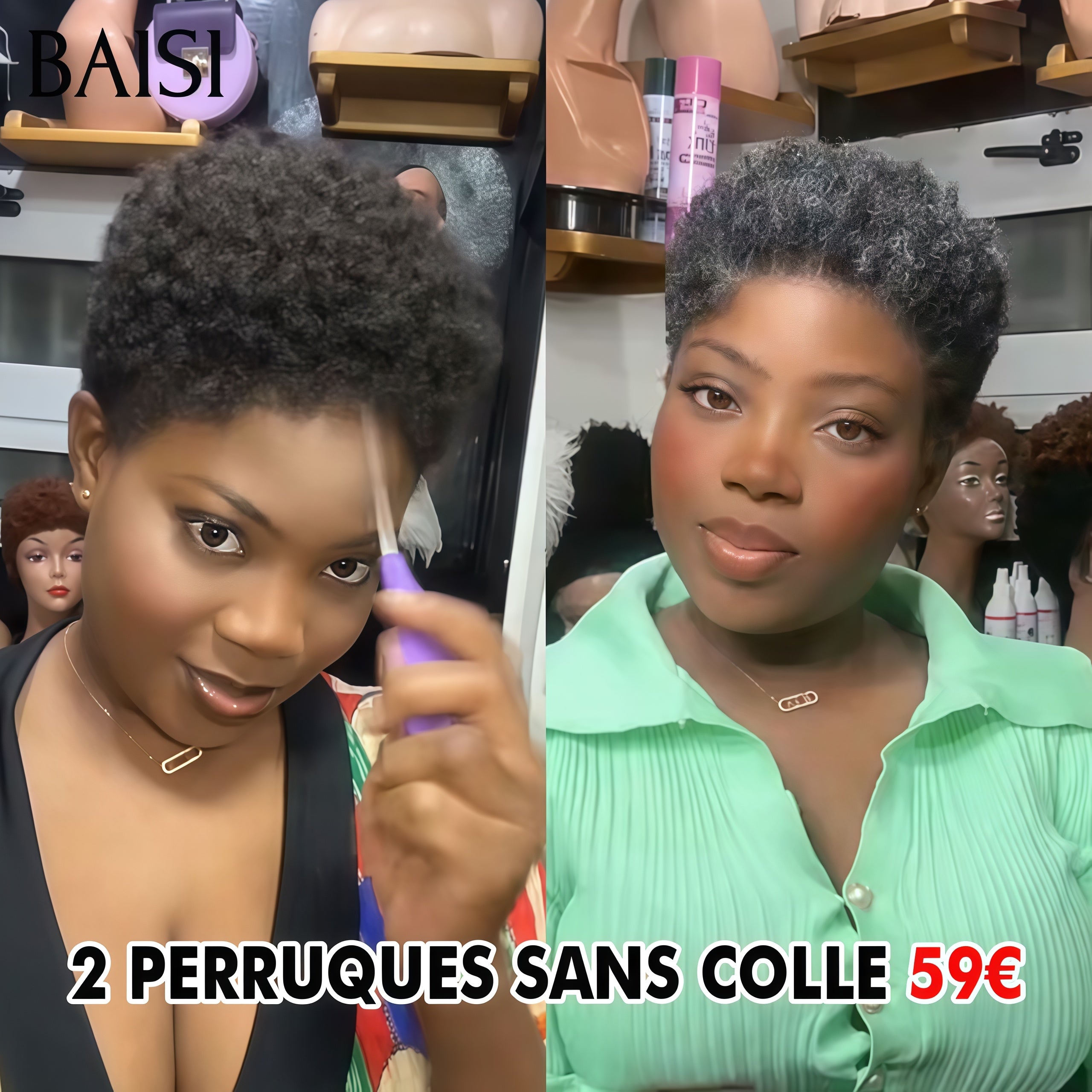 BAISI Kombiverkauf D 105€ Für 3 Perücken 100% Echthaar Maschinell gefertigt