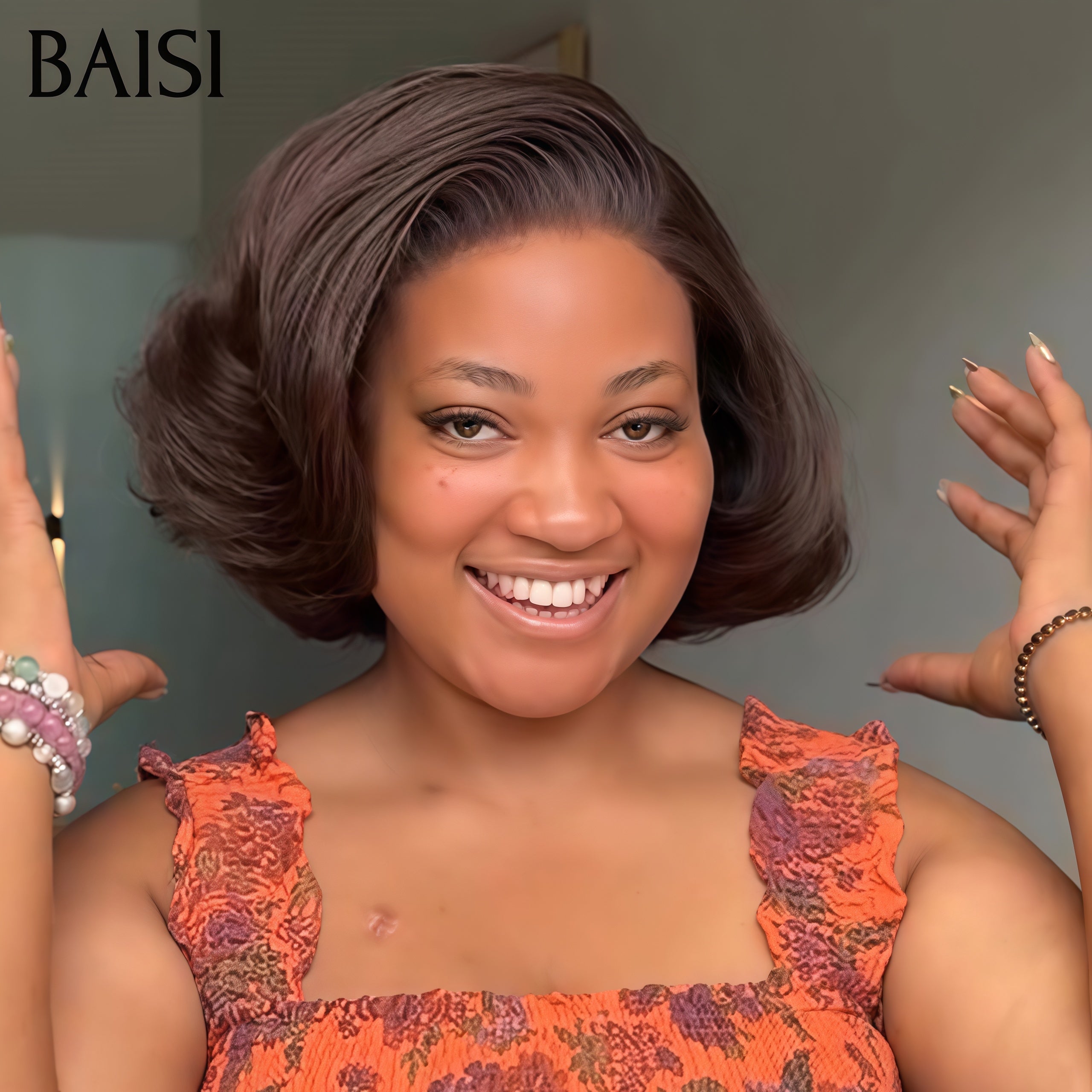 BAISI Promo Cadeaux Coupe Pixie Lisse Marron 1 Perruque + 1 fer gratuit 69€ en 100% cheveux humains VIP100