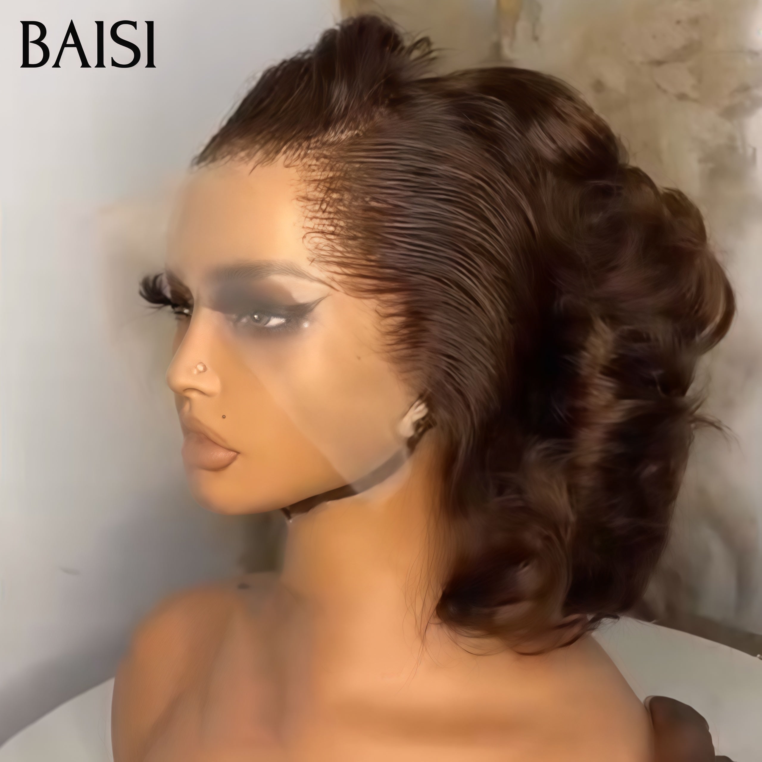 BAISI Achetez 2 perruques minimum au prix d'usine fournisseur Perruque bouclé egg wave Marron ou Curly Avec Frange En Couleur #30 En 100% Vrais Cheveux Humains (Pas Besoins De Code)