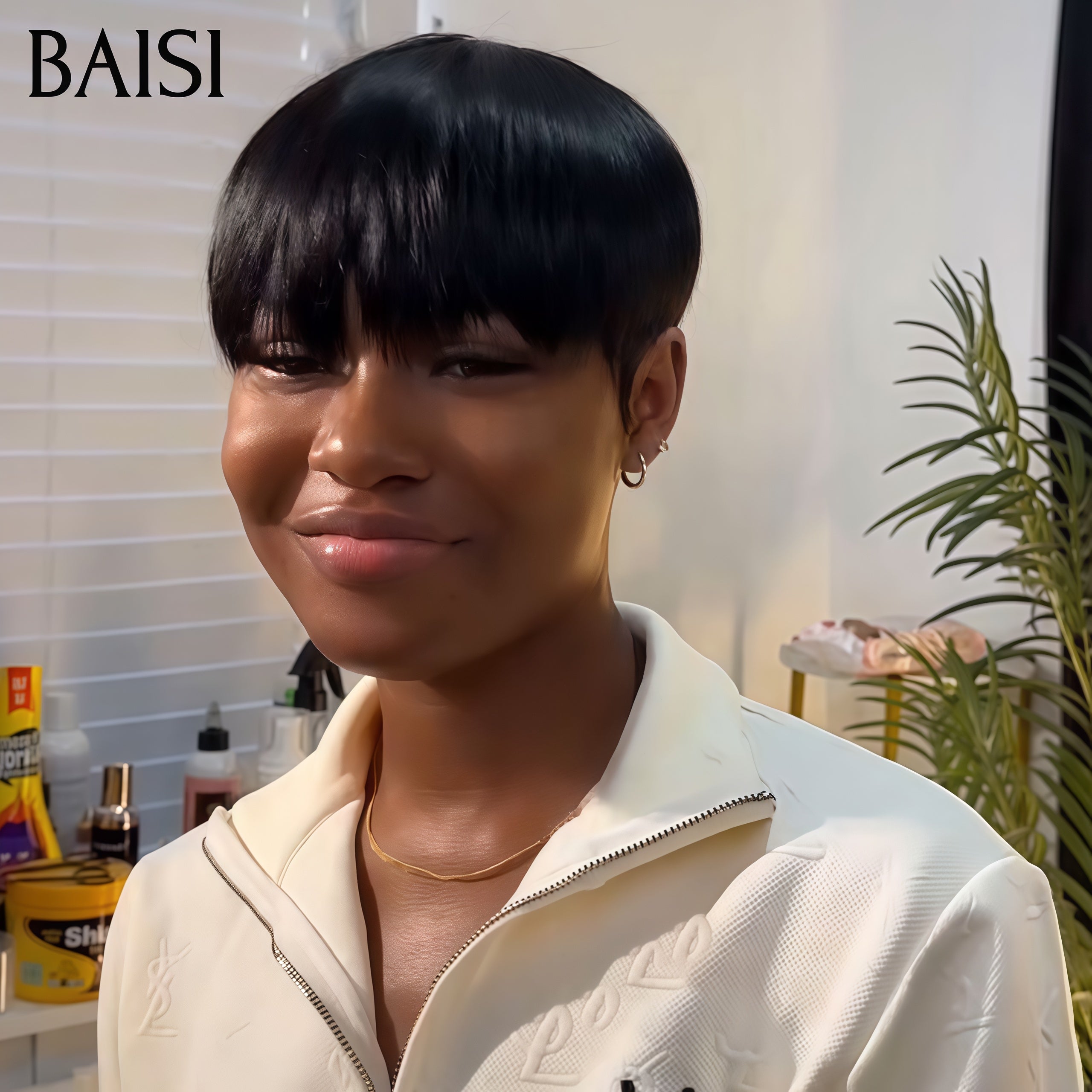 BAISI pixie Pixie Noir 40€ ou en Couleur NOIR Mix rose 45€ petite coupe fabriqué à la machine Sans Colle Sans Lace F-026