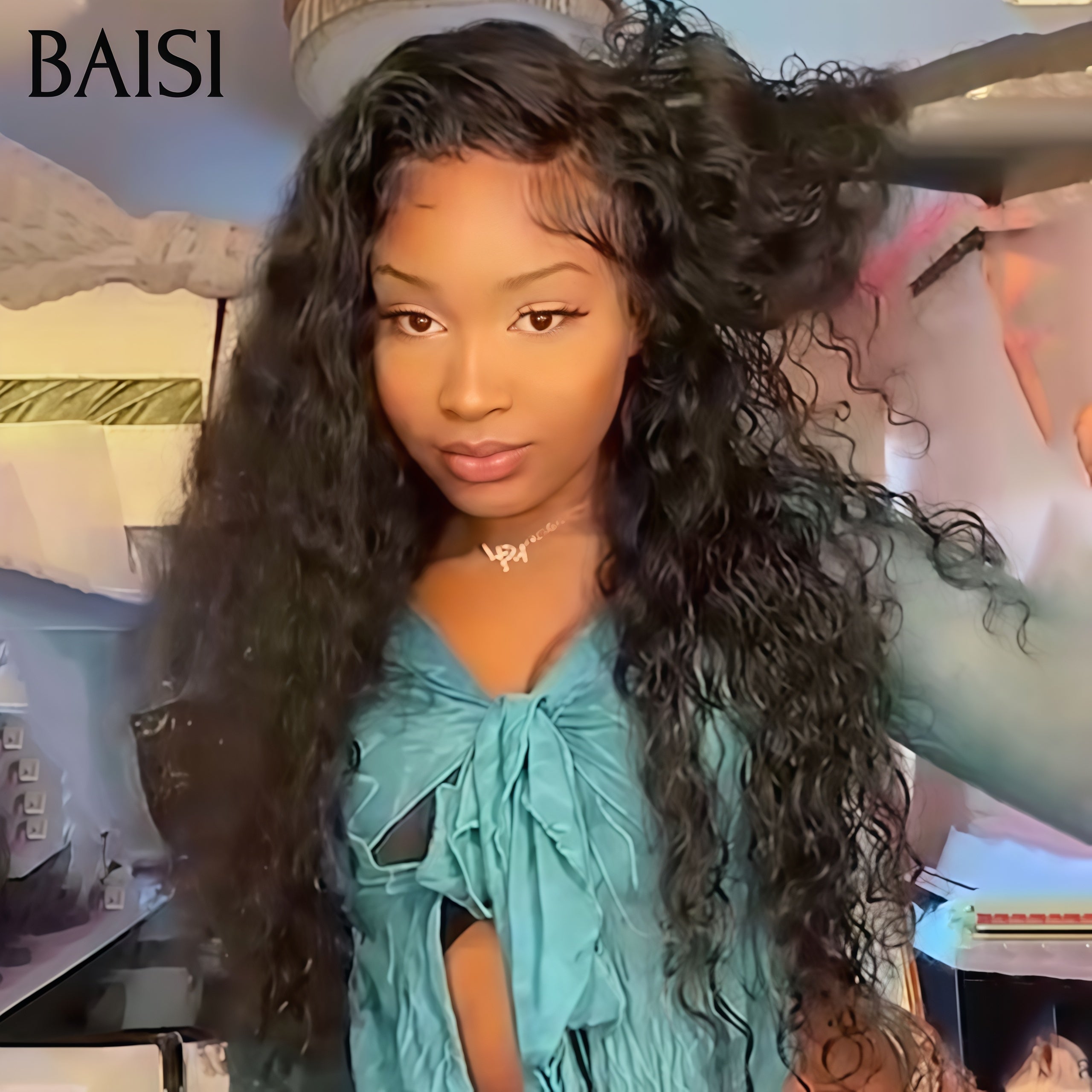 BAISI 13X4 lace frontal Perruque Curly wave 18 Pouce 95€ 100% Cheveux Humains CODE: BS120