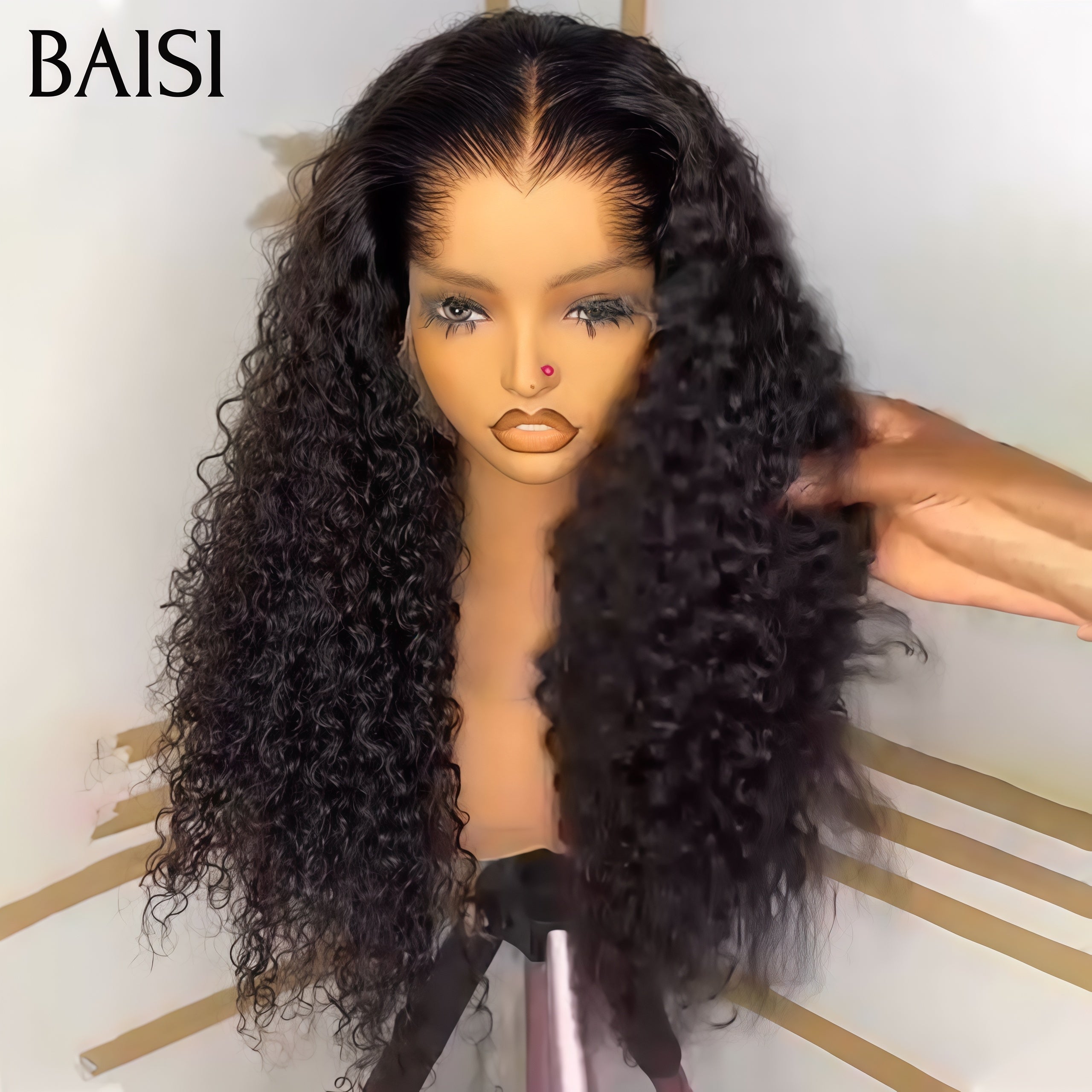 BAISI 12A 13x4 Front Lace Perruque Frisée Curly wave 30 pouces 205€En 100% Cheveux Humains