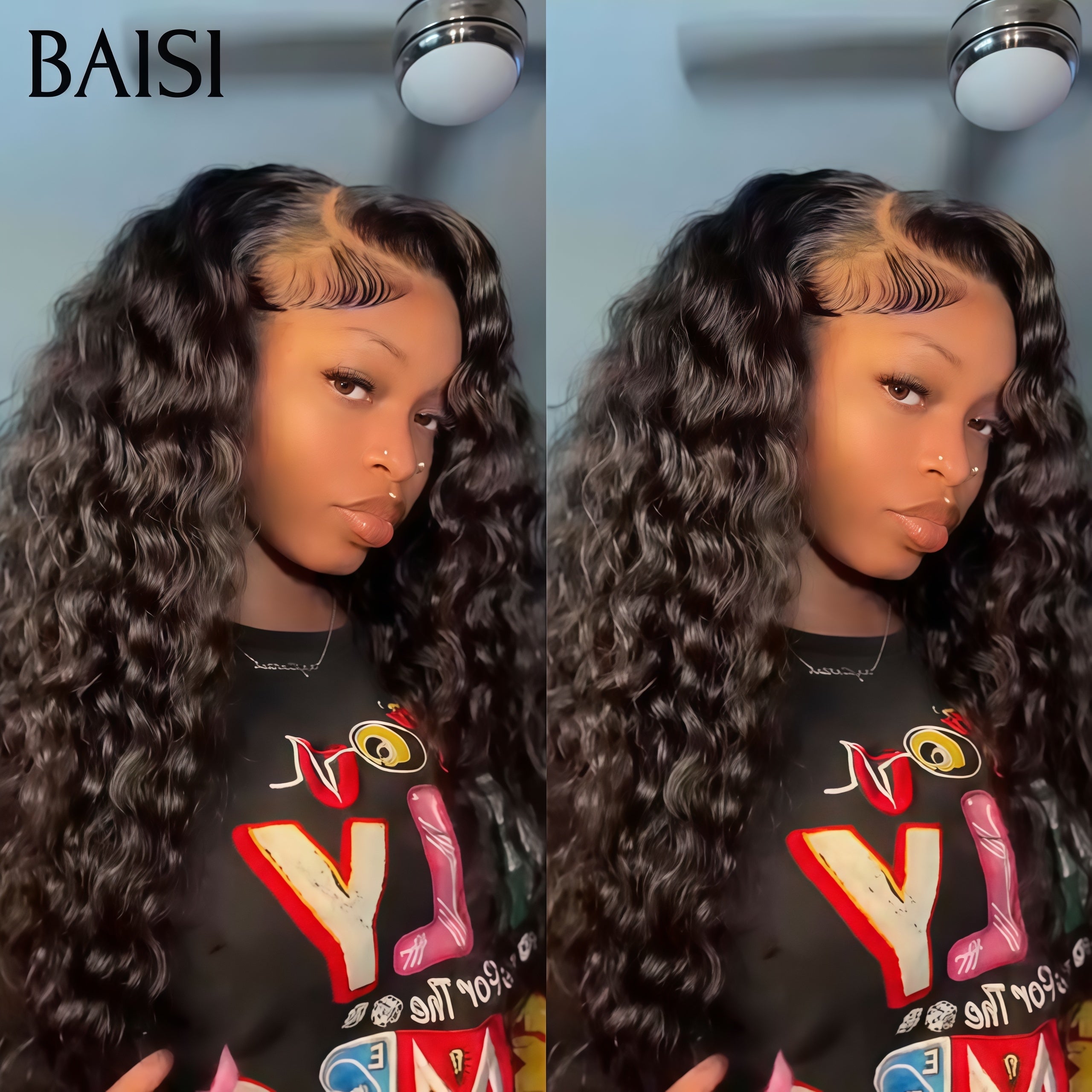 BAISI 13X4 Perruque lace frontal Deep Wave 200% densité plus de 20 ans d' utilisations 100% Cheveux Humains